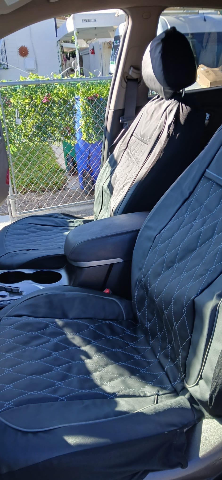 CAROMOP Faux Leather Car Seat Covers Full Set, Luxury and Comfortable Covers for Cars, Split Bench Compatible Car Interior Covers, Universal Fit for SUVs, Vans, Trucks, Airbag Compatible customer photo 1