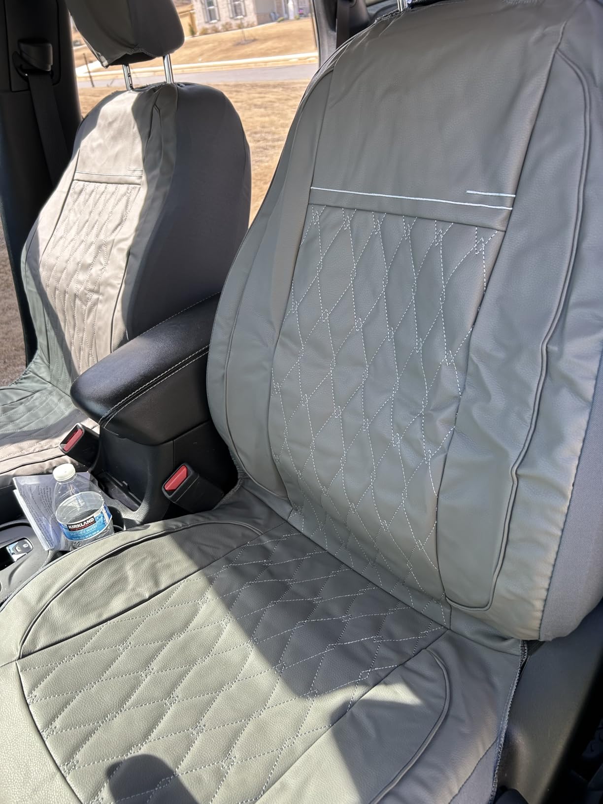 CAROMOP Faux Leather Car Seat Covers Full Set, Luxury and Comfortable Covers for Cars, Split Bench Compatible Car Interior Covers, Universal Fit for SUVs, Vans, Trucks, Airbag Compatible customer photo 2