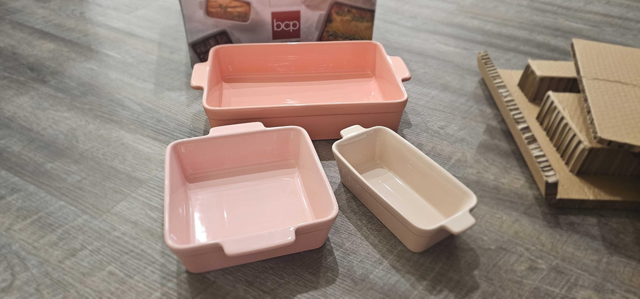 Best Choice Products 3-Piece Ceramic Bakeware Set, Stoneware Baking Dishes, Porcelain Casserole Bakeware Dishes, Serving Dishes - 9x12 Casserole, Loaf Pan, 8x8 Baking Dish - Mushroom Beige - Customer Photo 2