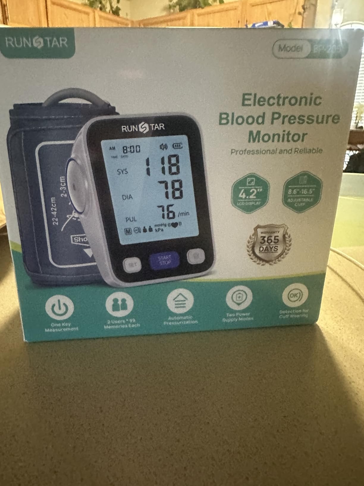 RunStar Upper Arm Blood Pressure Monitor with Wide Range Cuff (8.6'' -16.5'') for Home Use FSA&HSA Eligible, Automatic Digital BP Machine with Storage Bag, 2x99 Reading Memory customer photo 2