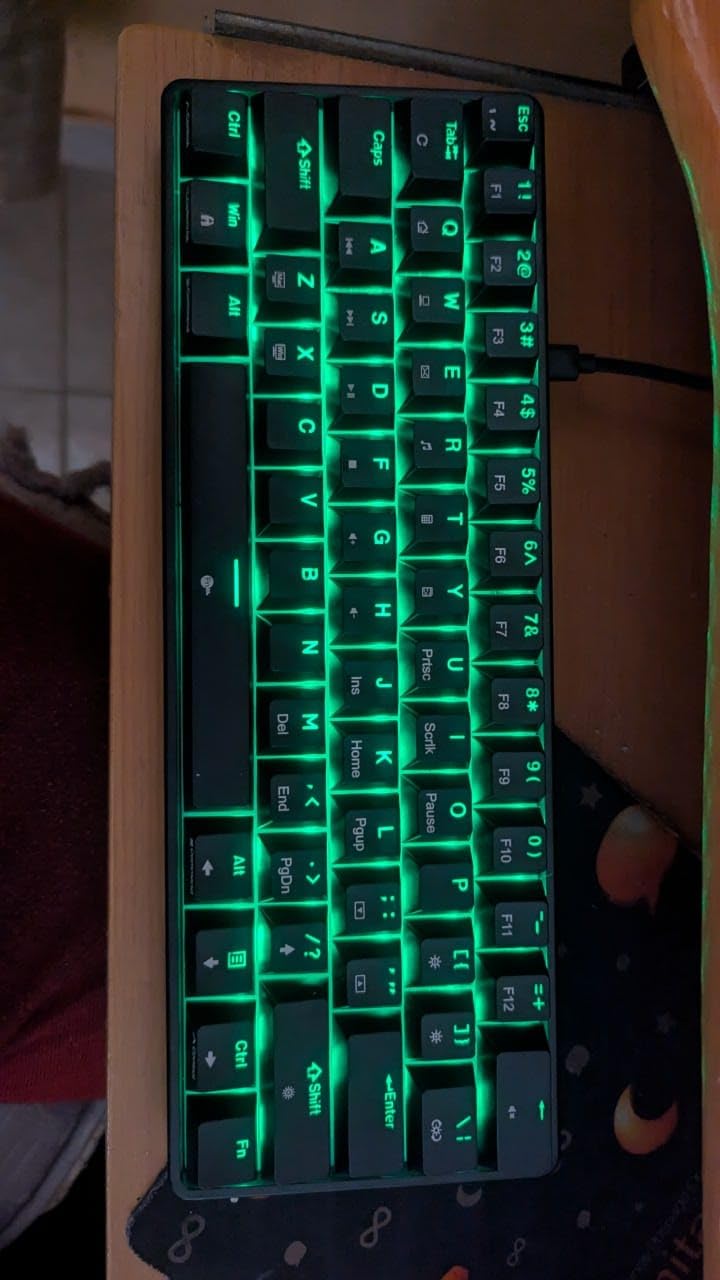 TMKB 60% Mechanical Gaming Keyboard, Red Linear Switch, LED Backlight, Anti-Ghosting, Detachable USB-C, Double-Shot Keycaps, 61 Keys, Wired, White customer photo 1