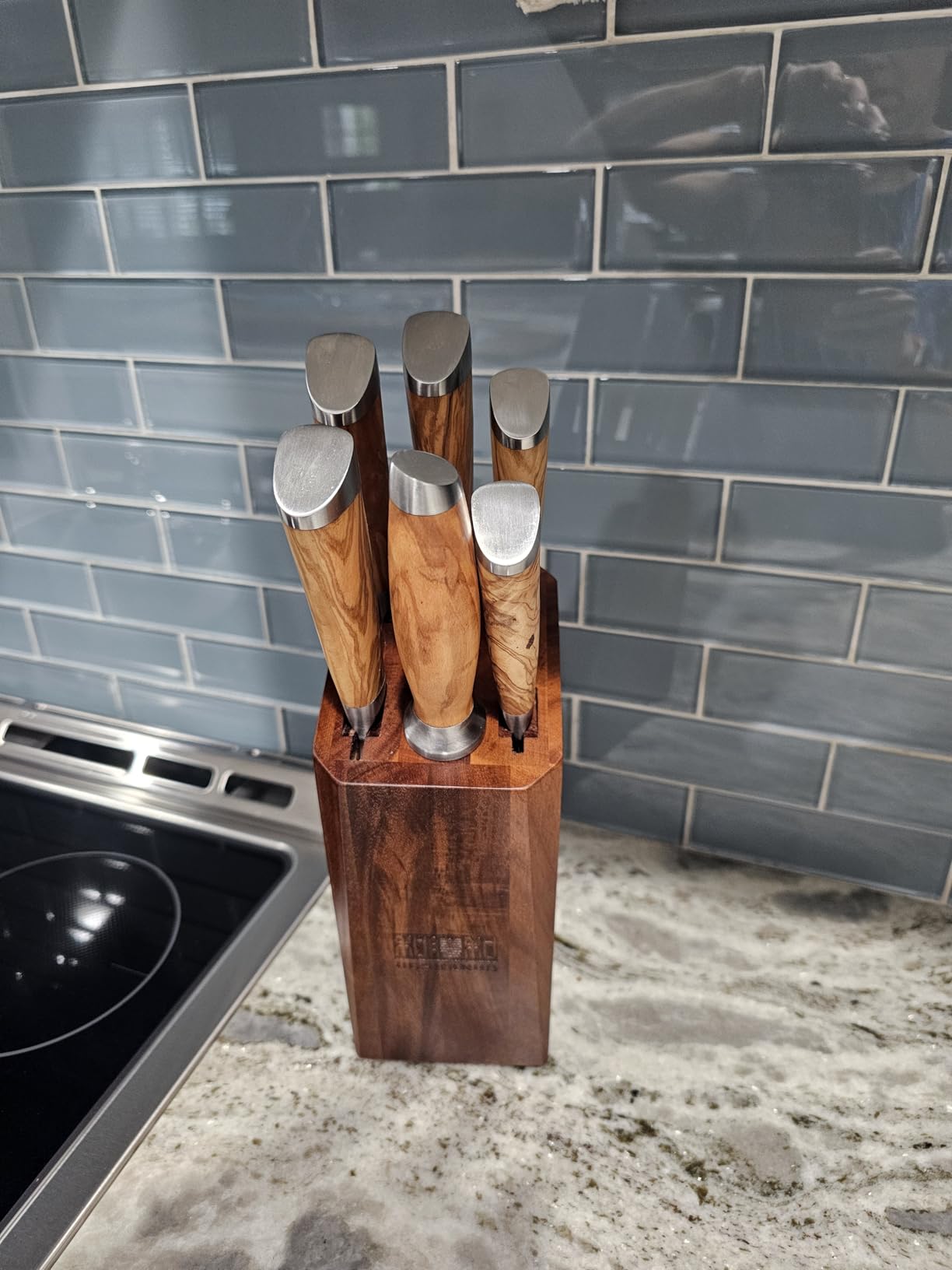 HOSHANHO 5 Pieces Kitchen Knife Sets, Ultra Sharp Professional Damascus Super Steel Chef Knives Sets with Ergonomic Olive Wood Handle customer photo 2