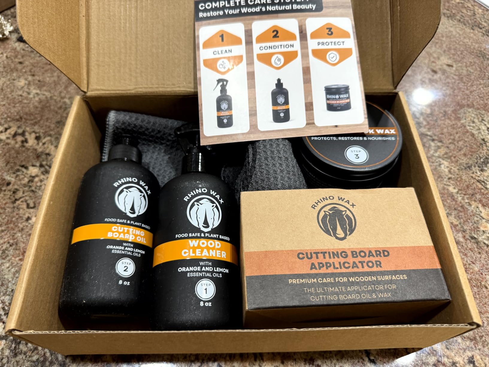 Butcher Block Ultimate Care Kit - Includes Cutting Board Oil, Wax, Wood Spray Cleaner, Bench Scraper, Applicator, Cloths - Customer Photo 3