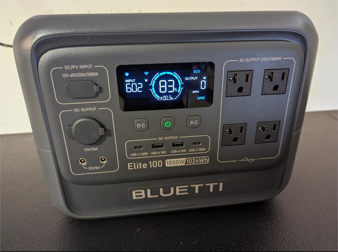 Bluetti Elite 100 V2 Portable Power Station, 1024Wh LFP Battery Backup with 4 1800W AC Ports (3600W Surge), 35% Smaller, Fast Charge and UPS Solar Generator for Camping, Road Trip, Outages, Home Backup customer photo 1