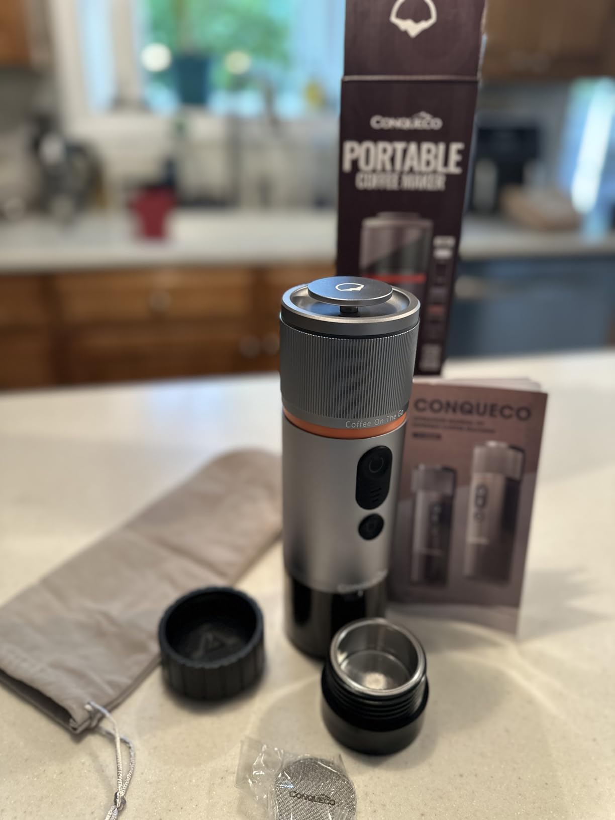 CONQUECO Self-Heating Portable Espresso Machine: Travel Coffee Maker with 13500mAh Battery - 12v Small Electric Fast Heating - Set for Ground Coffee & NS Capsule for RV, Car, Hiking, Office, Camping Customer Review CONQUECO Self-Heating Portable Espresso Machine: Travel Coffee Maker with 13500mAh Battery - 12v Small Electric Fast Heating - Set for Ground Coffee & NS Capsule for RV, Car, Hiking, Office, Camping - Customer Photo 5