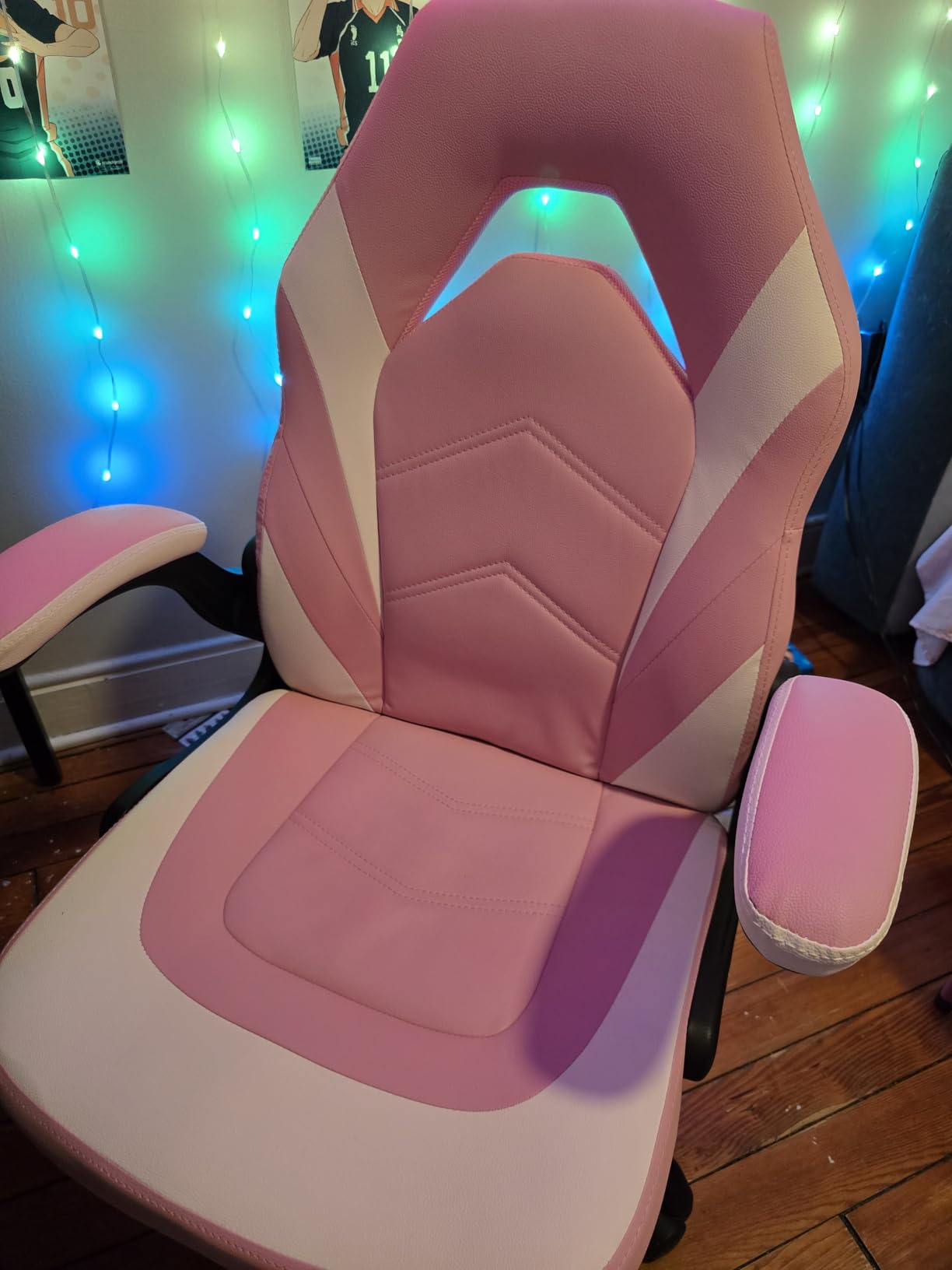 OLIXIS Computer Gaming Desk Chair - Big and Tall Ergonomic Lumbar Support with Flip-up Armrest and 360° Swivel Wheels, PU Leather Height Adjustable, for Home and Office, Pink customer photo 1