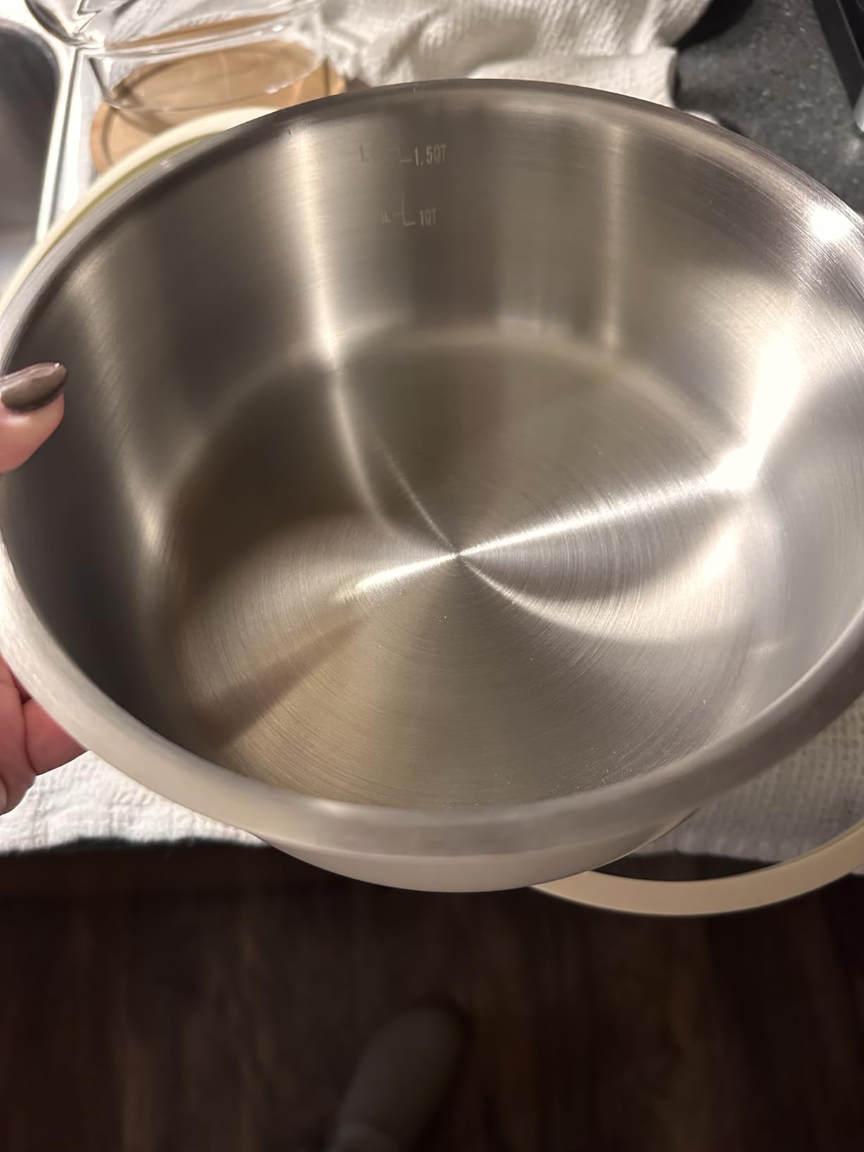 CAROTE 19pcs Tri-Ply Stainless Steel Cookware Set with Detachable Handle, Pots and Pans Set, Induction Kitchen Cooking Sets, RV/Camping Cookware, Outer Ceramic Layer, Oven Safe, Cream White - Customer Photo 3