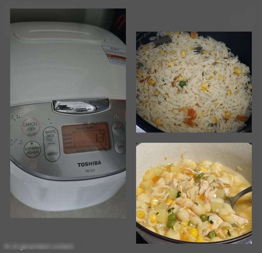TOSHIBA OriginTaste Rice Cooker 5.5-Cup Uncooked, Fuzzy Logic, 15-in-1 Functions, Digital Display, Delay Timer, Keep Warm, Nonstick Inner Pot, White - Customer Photo 1