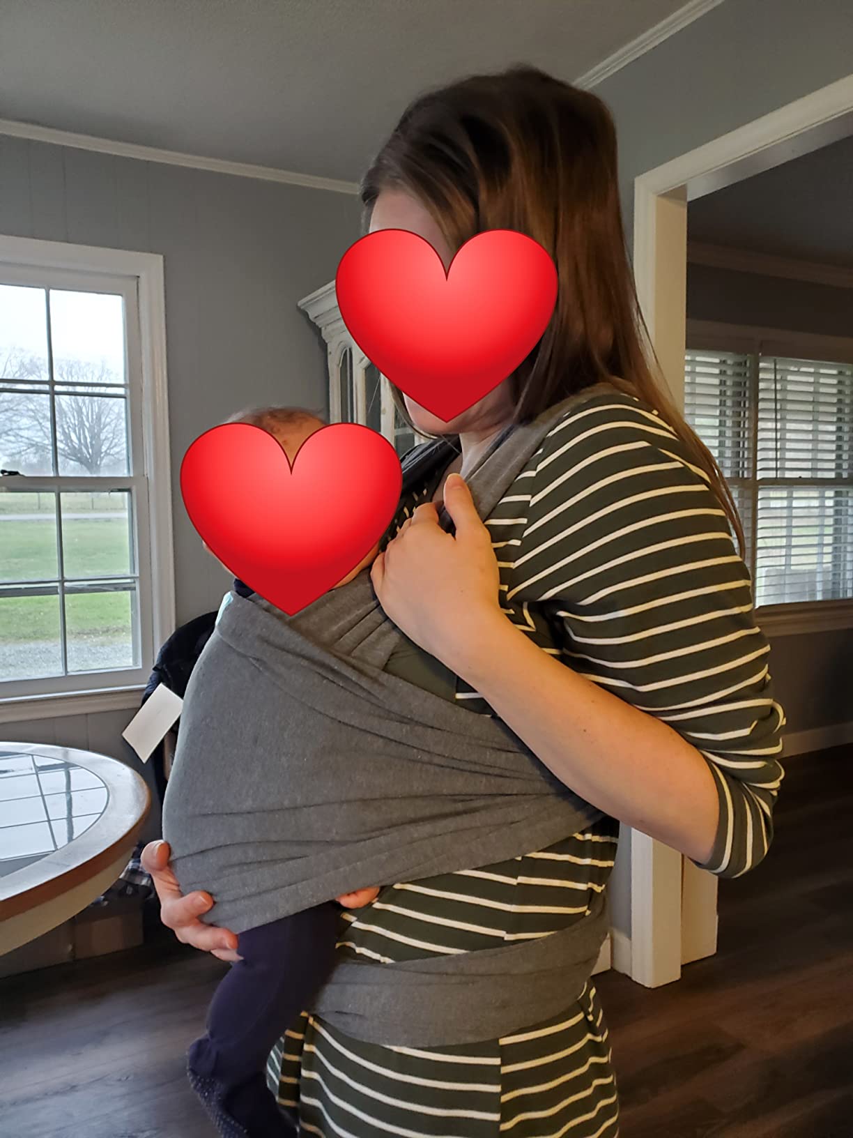 Moby Basics Baby Wrap Carrier for Newborns to Toddlers (8-33lbs), Infant Sling Carrier, Lightweight & Hands Free Design, Adjustable for All Body Types (Spring Basil) customer photo 2