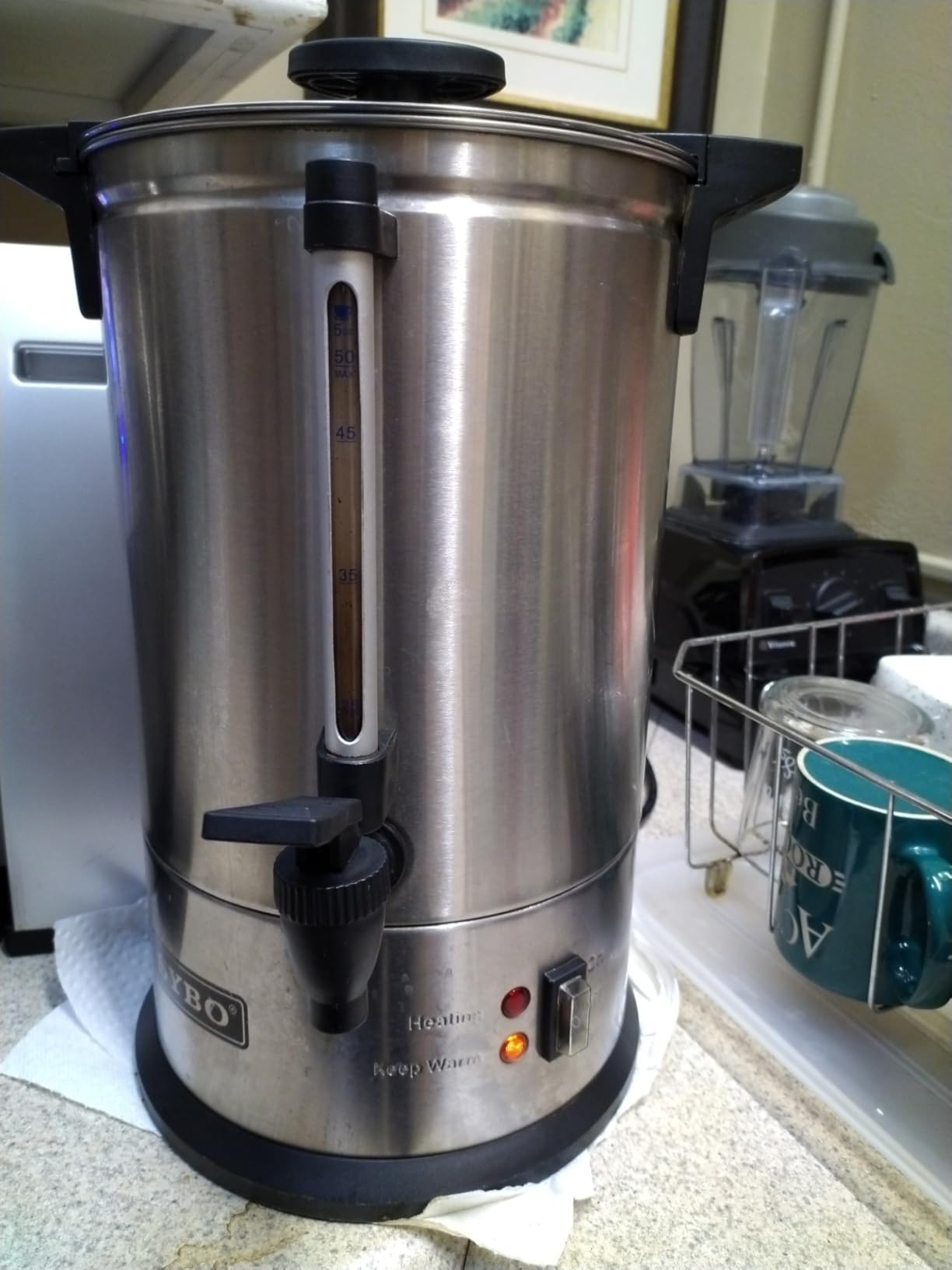 SYBO Commercial Grade Stainless Steel Percolate Coffee Maker, Hot Water Urn for Catering, Hot Beverage Dispenser, 40-Cup, 6L, Metallic - Customer Photo 1