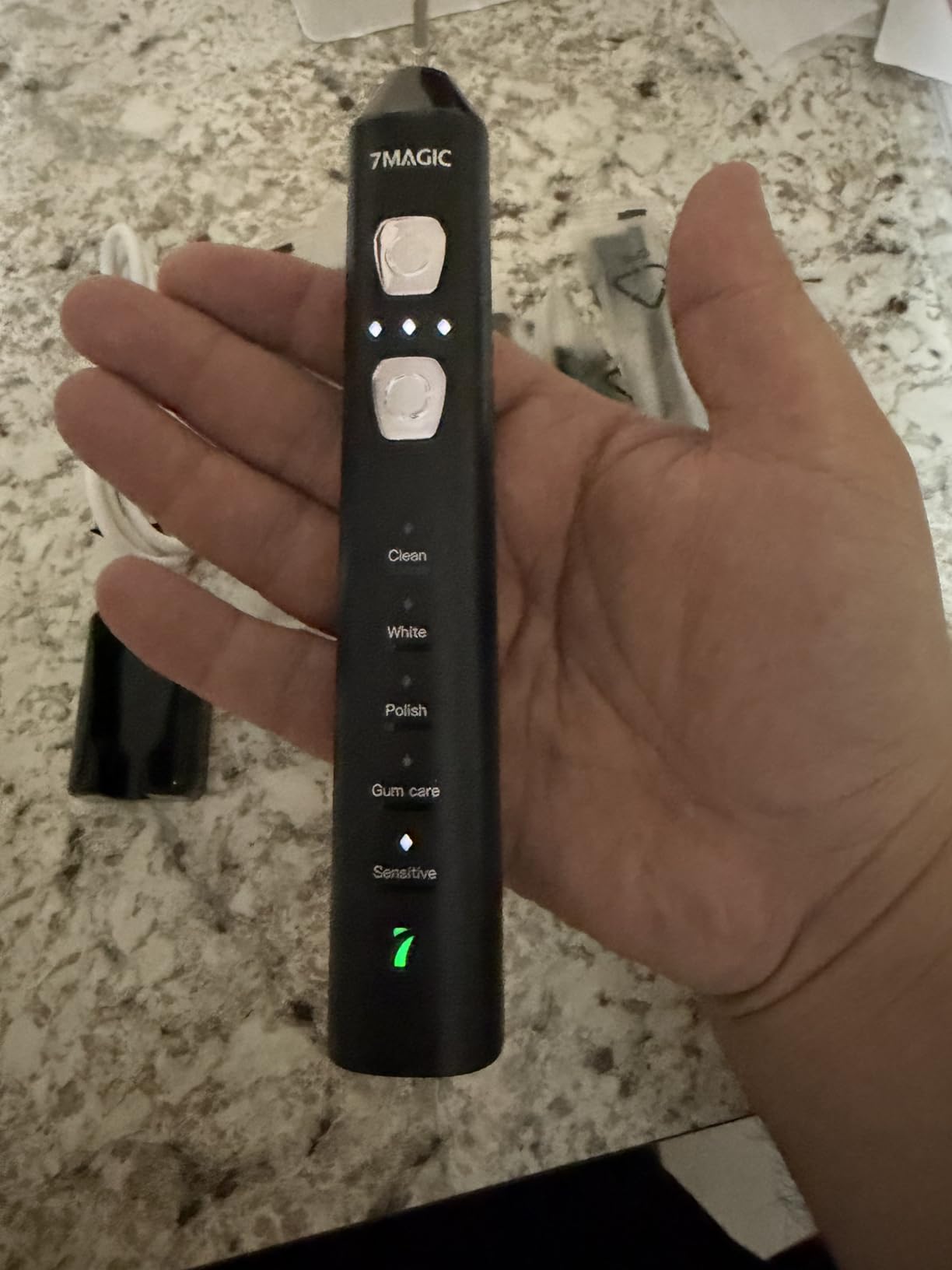 7MAGIC Sonic Electric Toothbrush for Adults and Kids - Up to 180 Days Runtime, 42000 VPM Powered Toothbrush, 5 Modes & 3 Intensities for Sensitive Teeth & Braces, Includes 8 Brush Heads, Black customer photo 2