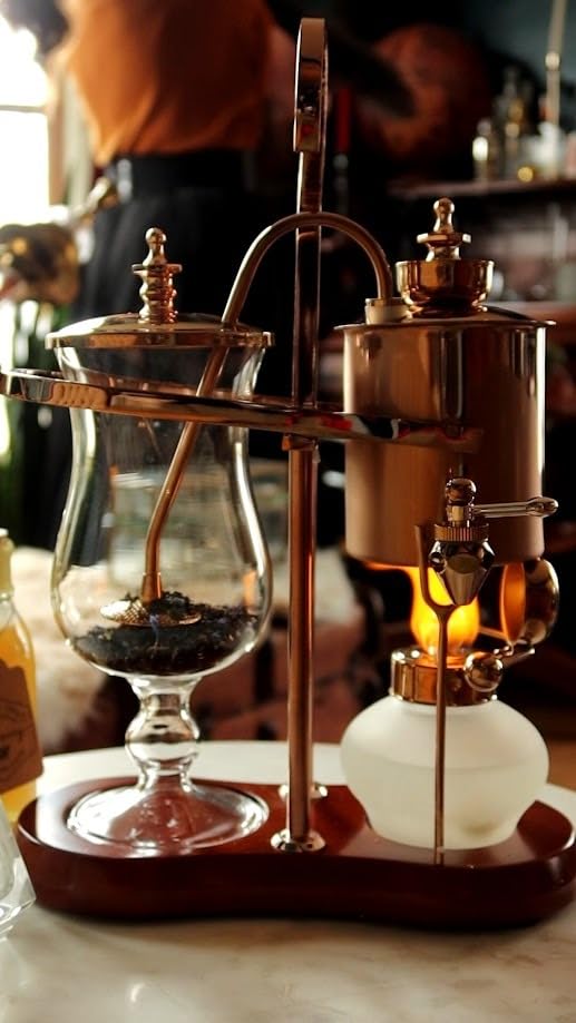 Nispira Belgian Balance Syphon Vacuum Coffee Maker, 500ml Vintage Gravity Brewing System, Gold & Peacock Blue Finish, Manual Tabletop Coffee Brewer - Customer Photo 2