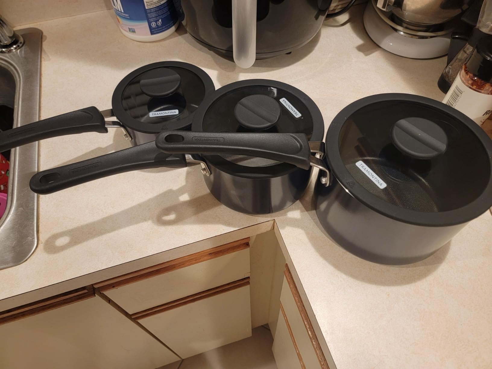 Tramontina Ceramic Non Stick 11-Piece Nesting Pots and Pans Set with Lids - Stackable Nonstick Cookware Set, Dishwasher and Oven Safe, Dark Gray Customer Review Tramontina Ceramic Non Stick 11-Piece Nesting Pots and Pans Set with Lids - Stackable Nonstick Cookware Set, Dishwasher and Oven Safe, Dark Gray - Customer Photo 5