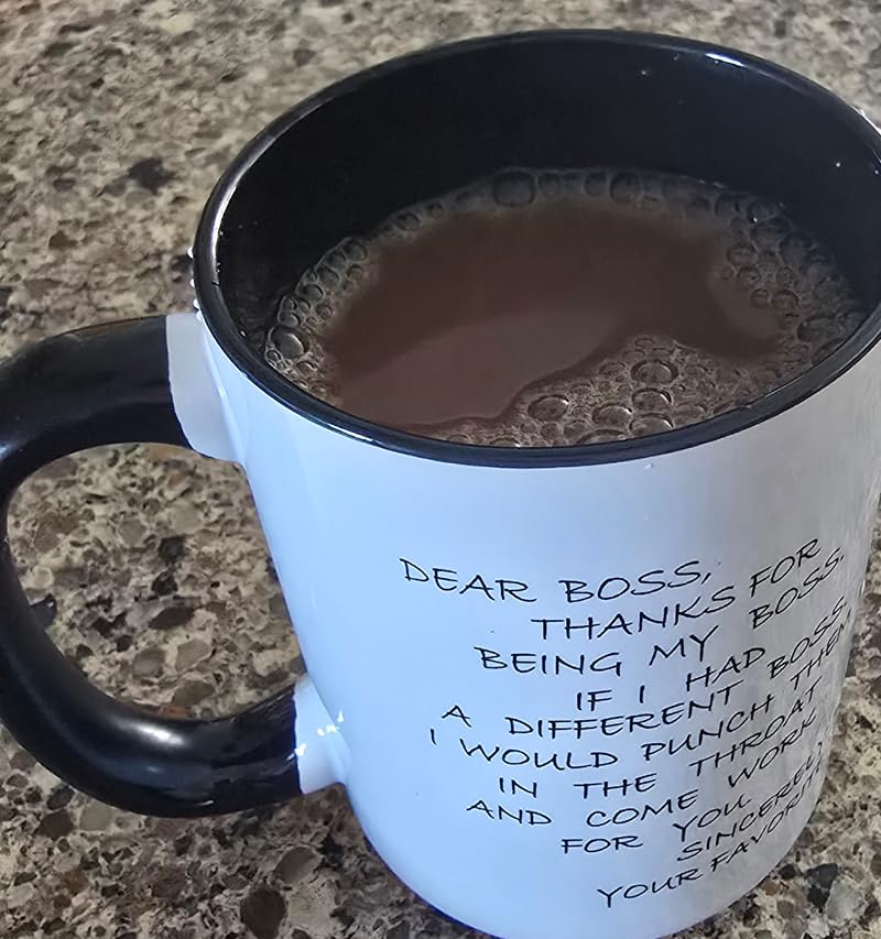 Dear Boss Mug Punch Throat, Worlds Best Boss Coffee Mug,15oz Ceramic Office Cup,Funny Coffee Mugs, Gifts for Work, Funny Office Cups,Thank You Gifts for Manager,Work Anniversary Customer Review Dear Boss Mug Punch Throat, Worlds Best Boss Coffee Mug,15oz Ceramic Office Cup,Funny Coffee Mugs, Gifts for Work, Funny Office Cups,Thank You Gifts for Manager,Work Anniversary - Customer Photo 1