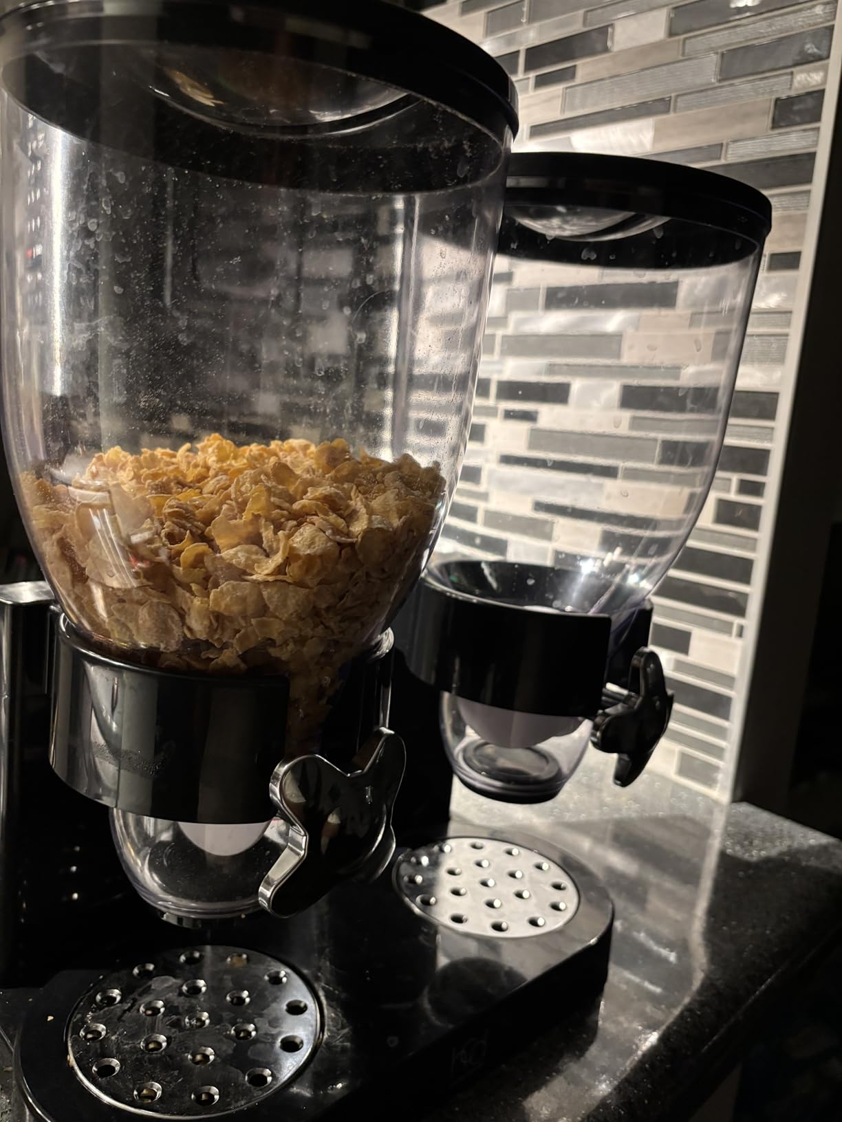 Honey-Can-Do Zevro Essential Dual-Control Dry Food Dispenser - Effortless & Organized Storage for Cereal, Dog Food, or Snack Dispenser for All Kinds of Treats, 17.5 oz Each Capacity, Black/Chrome customer photo 2