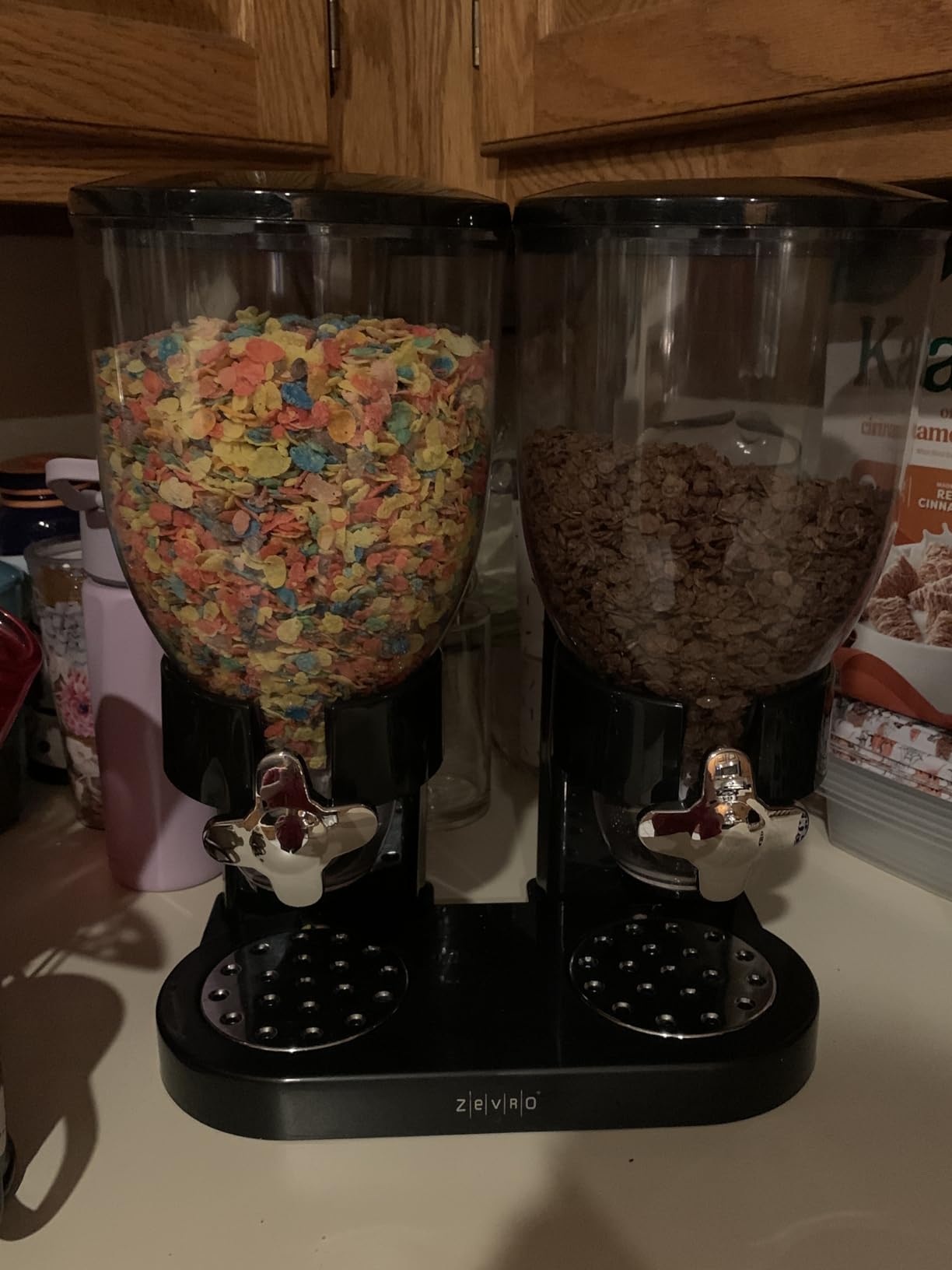 Honey-Can-Do Zevro Essential Dual-Control Dry Food Dispenser - Effortless & Organized Storage for Cereal, Dog Food, or Snack Dispenser for All Kinds of Treats, 17.5 oz Each Capacity, Black/Chrome customer photo 3