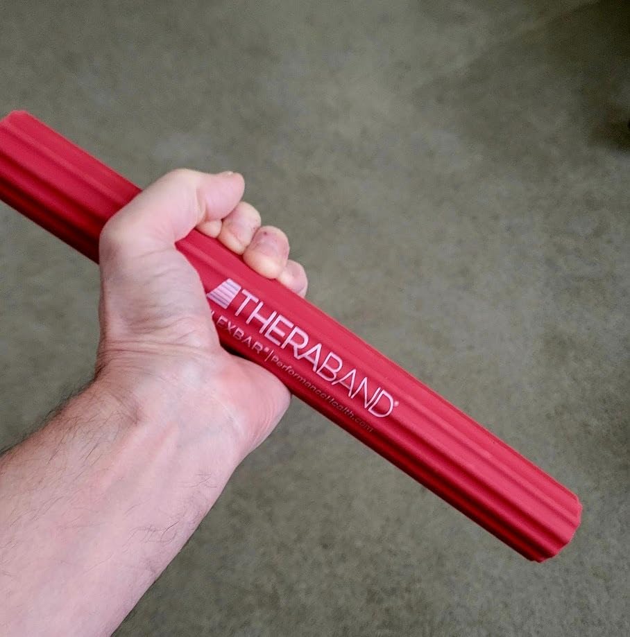 THERABAND FlexBar, Tennis Elbow Therapy Bar, Relieve Tendonitis Pain & Improve Grip Strength, Resistance Bar for Golfers Elbow & Tendinitis, Red, Light, Beginner customer photo 2