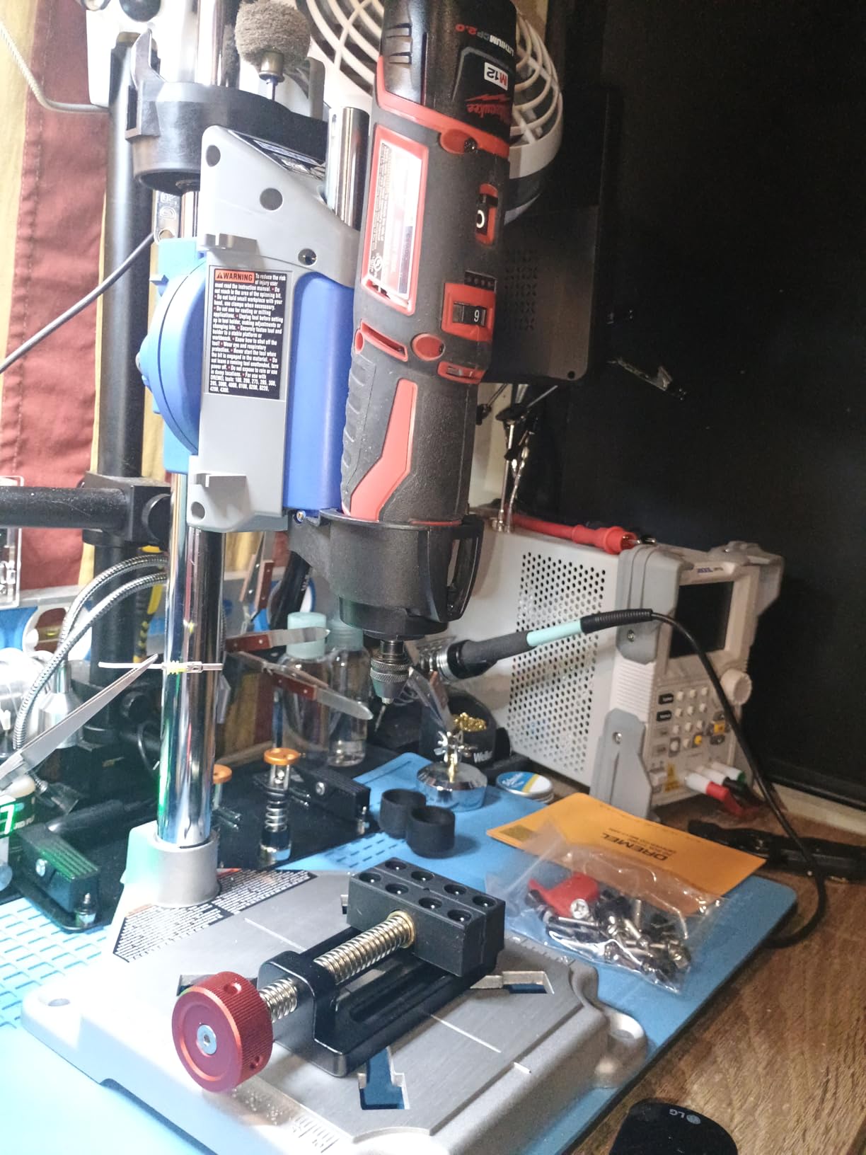 Dremel Drill Press Rotary Tool Workstation Stand with Wrench - Mini Portable Press & Tool Holder - 2 Inch Depth- Ideal for Drilling Perpendicular and Angled Holes - 220-01 customer photo 2
