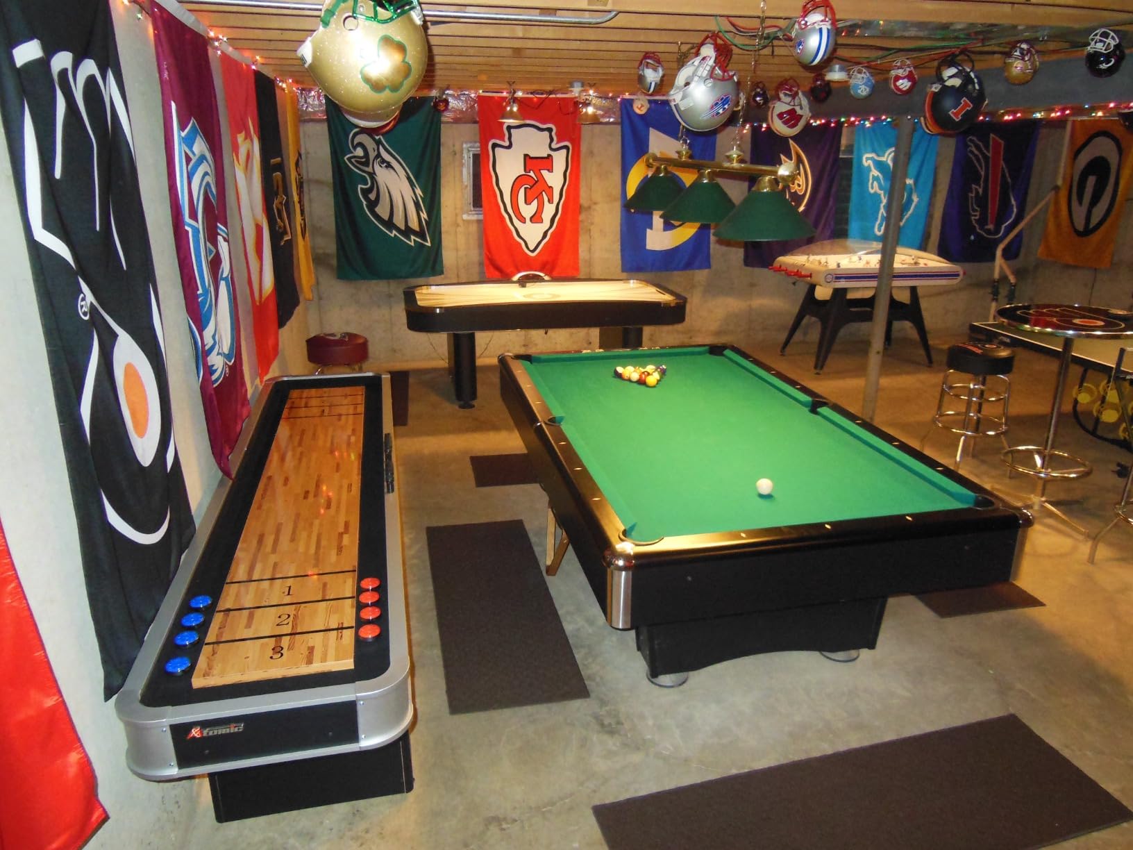 Atomic 9’ LED Shuffleboard Tables with Poly-Coated Playing Surface for Smooth, Fast Puck Action and Pedestal Legs with Levelers for Optimum Stability and Level Play customer photo 2