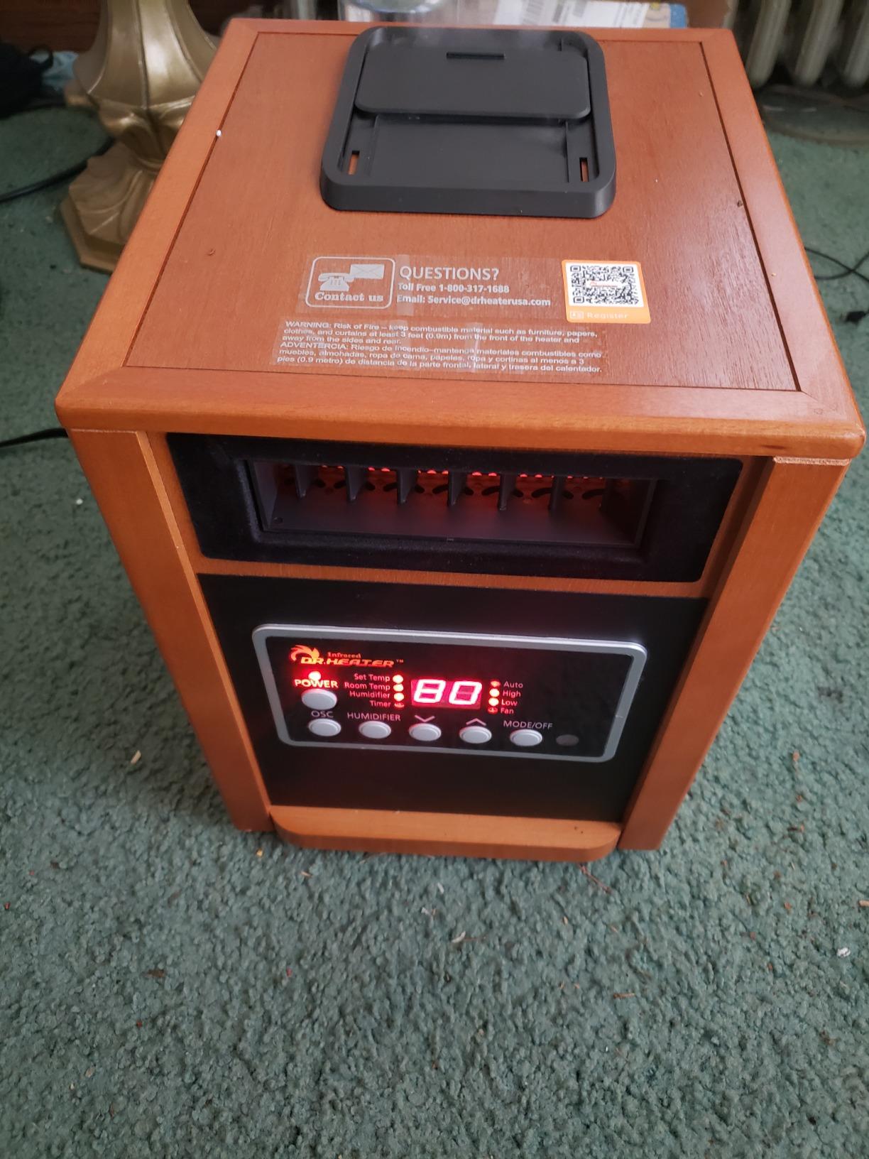 Dr Infrared Heater DR-998, 1500W, Space Heater with Humidifier, Oscillation Fan & Remote Control (Cherry) customer photo 1