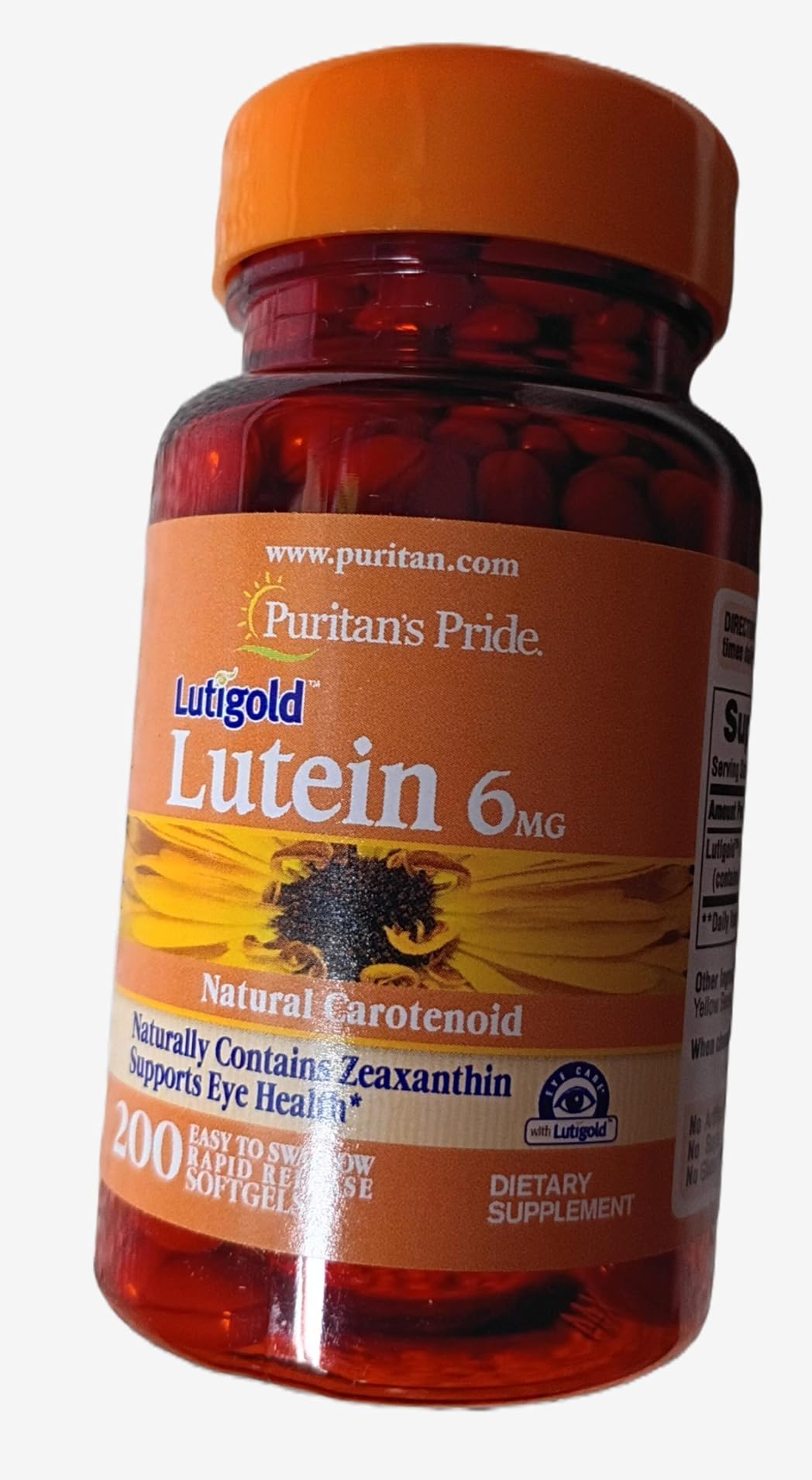 Puritan's Pride Premium Lutigold Lutein Carotenoid 6mg with Zeaxanthin for Men and Women, Dietary Supplement for Eye Health Support, 200 Rapid Release Softgels customer photo 1
