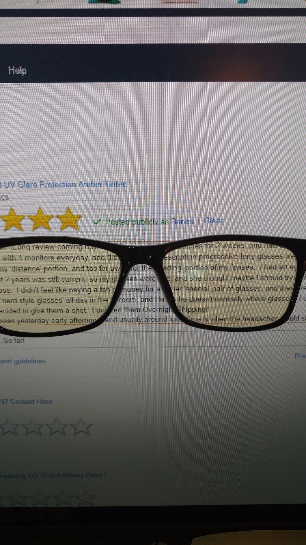 Gamma Ray Computer Blue Light Blocking Gaming Glasses w/Amber Tint and Anti Glare UV Digital Eyestrain customer photo 2