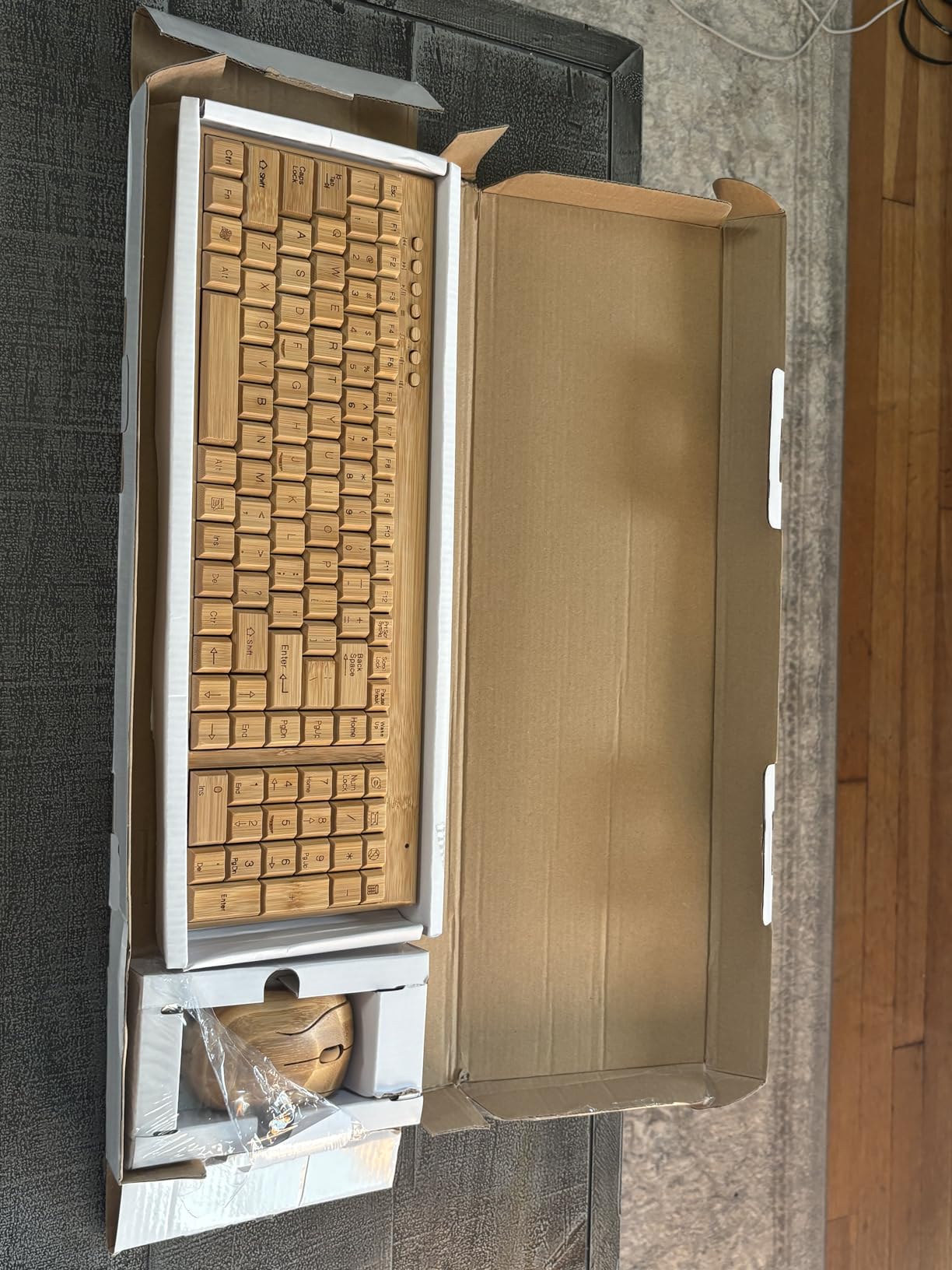 Smart Tech Handcrafted Natural Bamboo Wooden PC Wireless 2.4GHz Keyboard and Mouse Combo customer photo 1