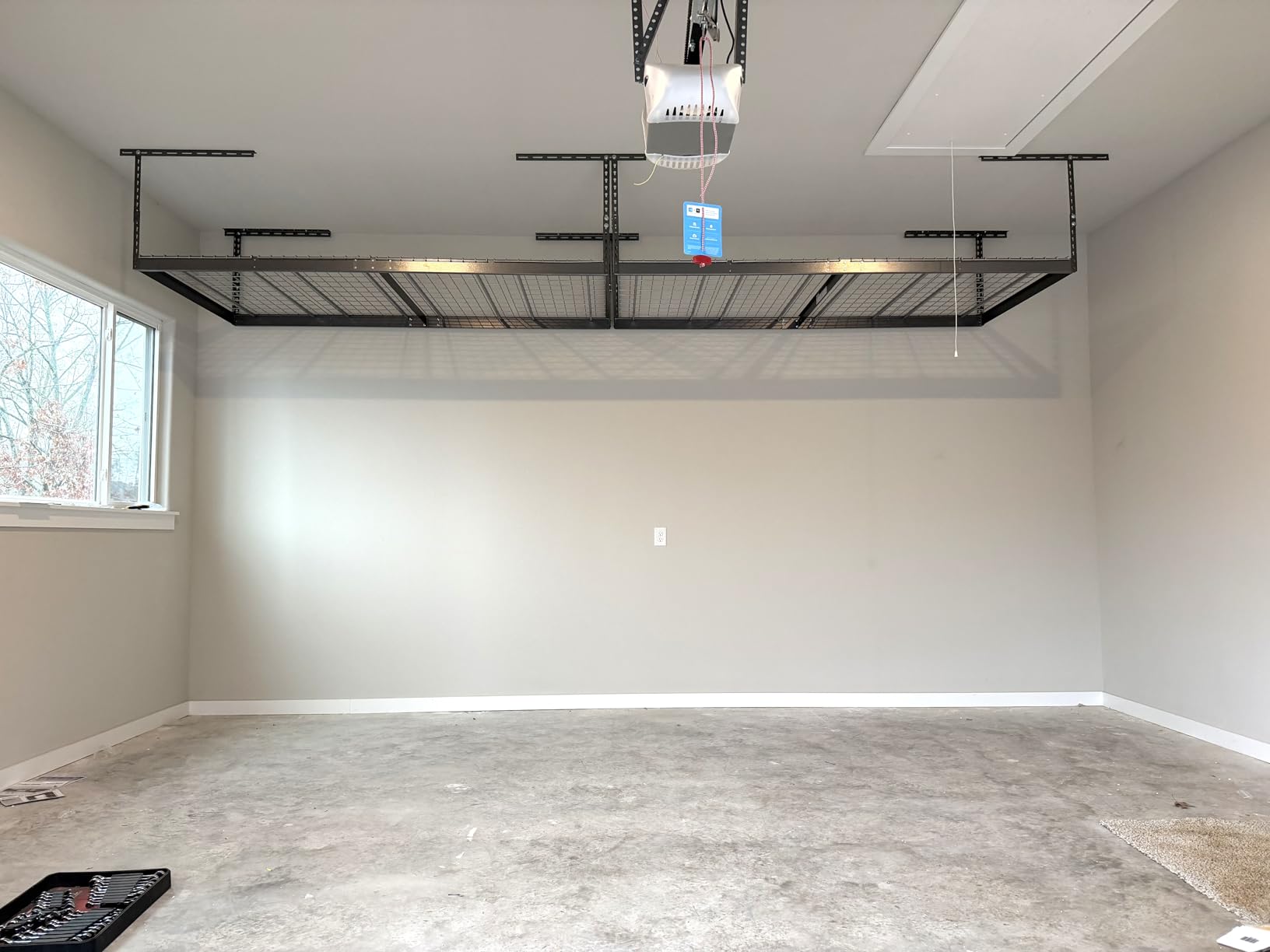 MonsterRax Overhead Garage Storage Rack - 4 x 8 Ceiling Racks for Garage, Organization Shelving, Hanging Shelf, Grey, 24