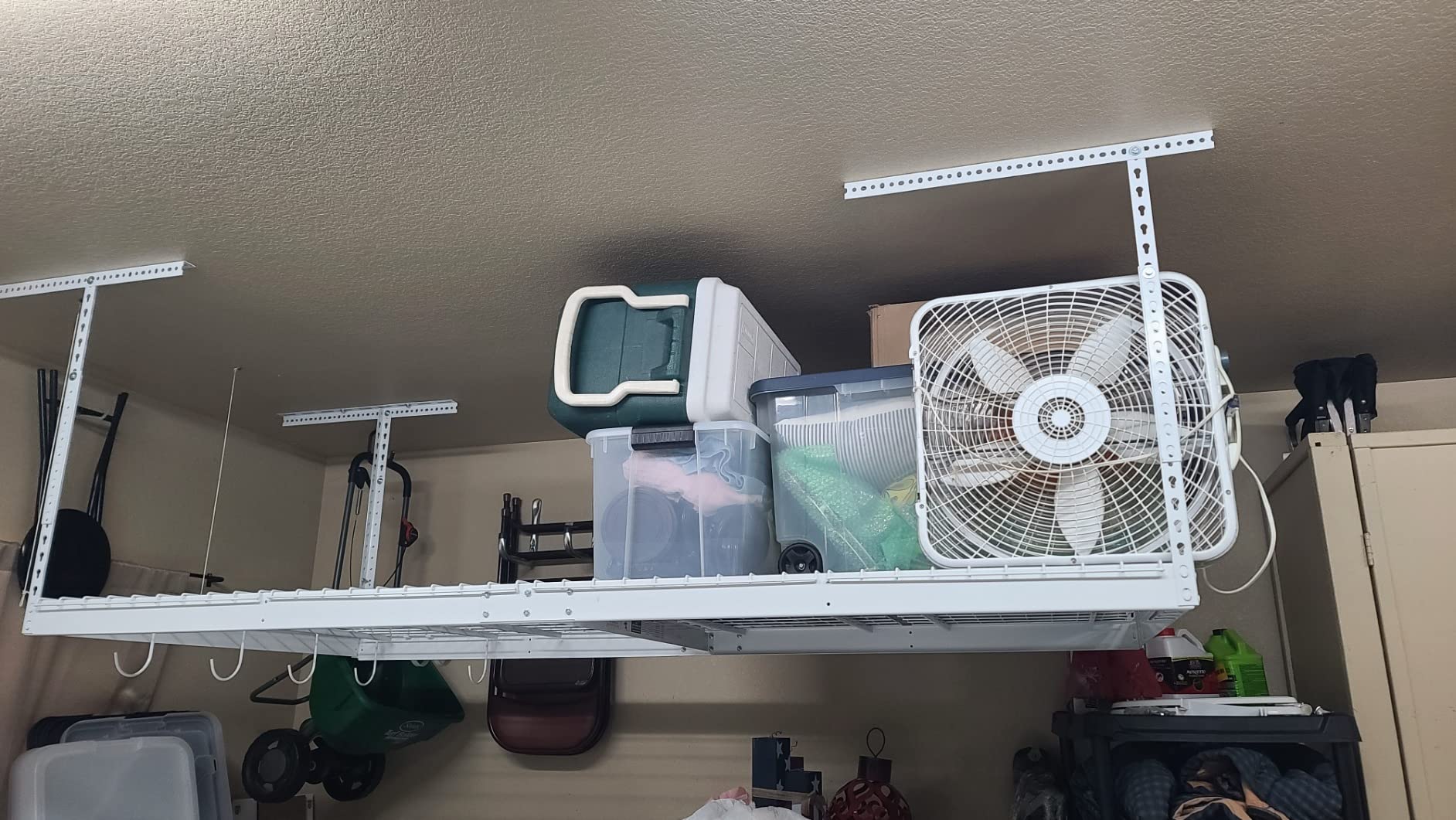 MonsterRax Overhead Garage Storage Rack - 4 x 8 Ceiling Racks for Garage, Organization Shelving, Hanging Shelf, Grey, 24