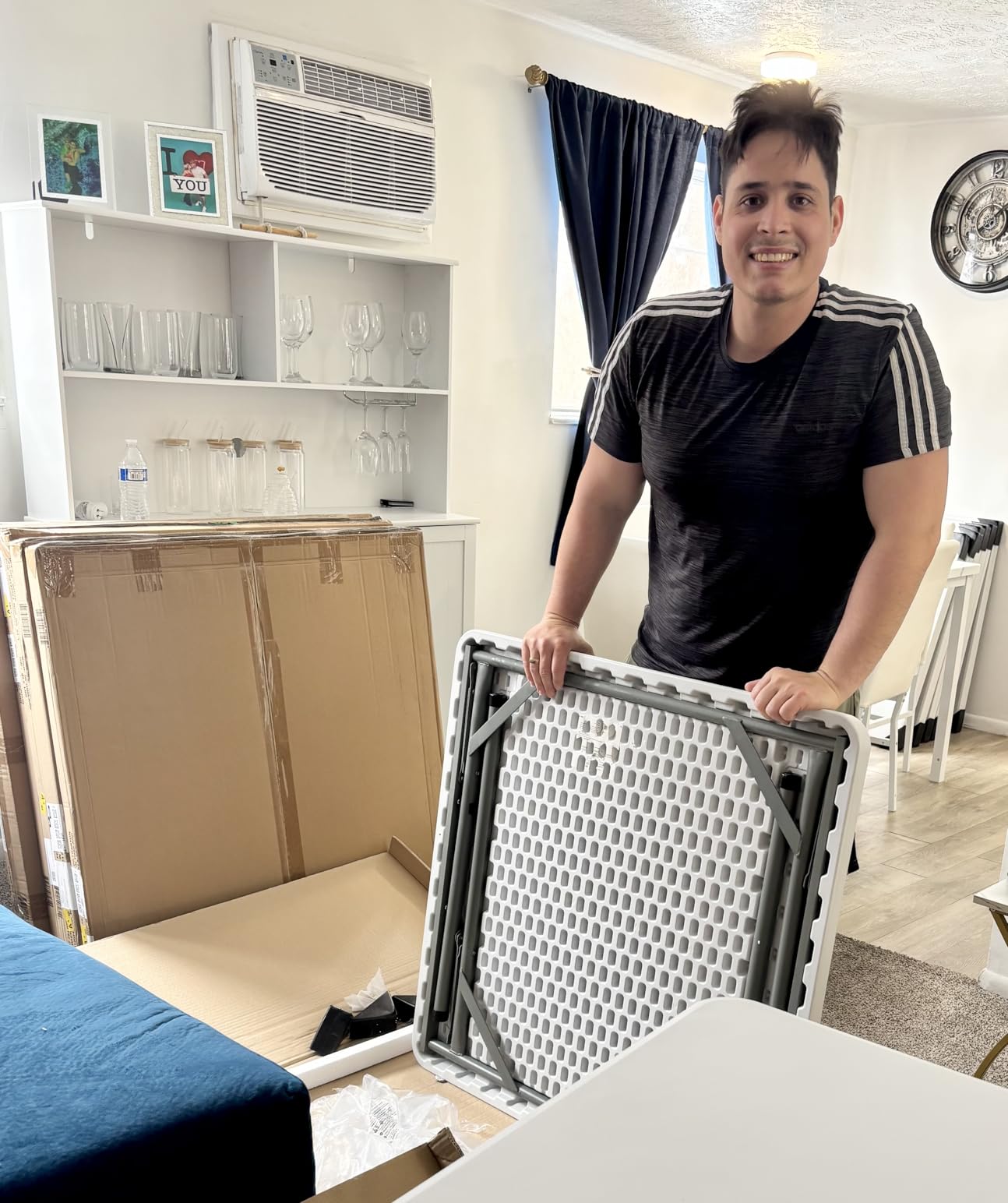 Flash Furniture Elon 2.85' Square All-Occasion Plastic Folding Event Table with Locking Legs, Folding Banquet Table for Indoor/Outdoor Events, White customer photo 1