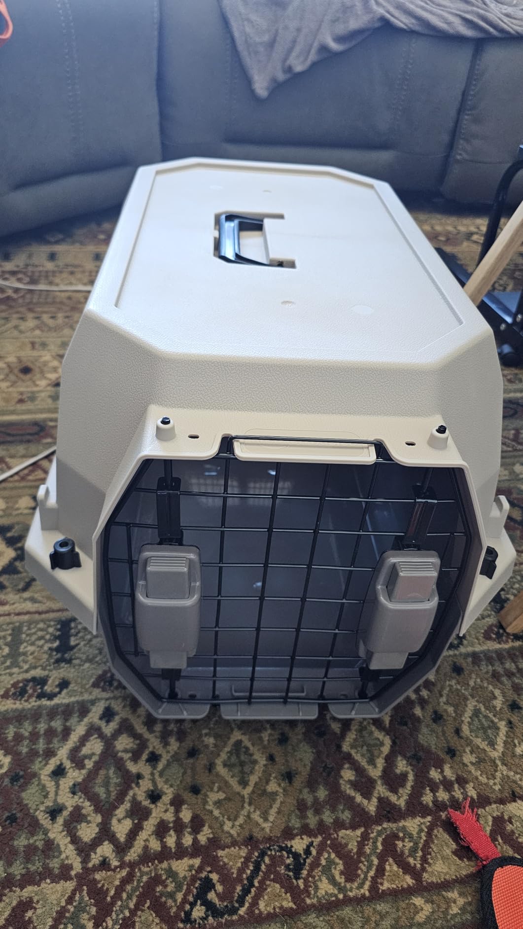 Amazon Basics Sturdy Portable 2-Door Top-Load Hard-Sided Pet Travel Carrier with Secure Ventilation, Handle, Front & Top Entry for Dogs, Cats, 22.8