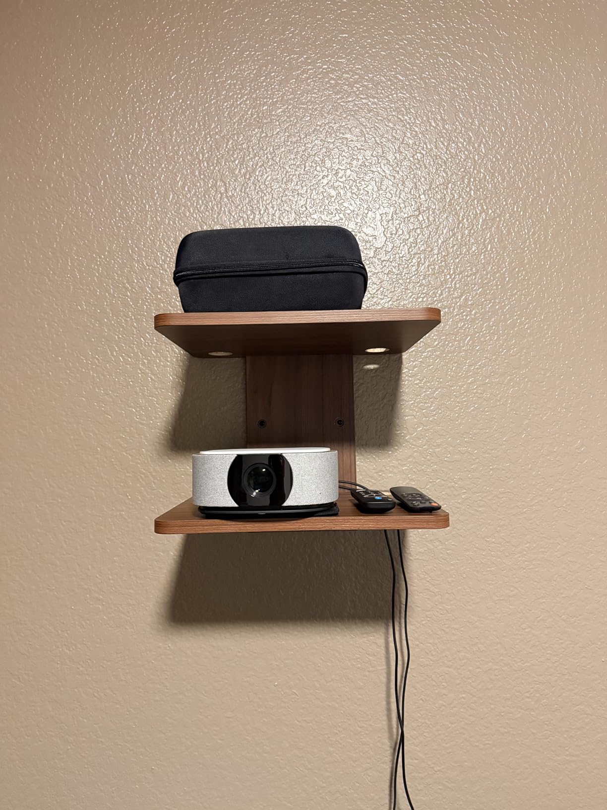 WALI Floating TV Shelf, 2 Tier Glass Projector Shelf for DVD Players, Routers, Game Consoles, Cable Boxes, Living Room Decor, Wall Mount Shelves Hold Up to 17.6lbs (CS202B), 2-Shelf, Black customer photo 1