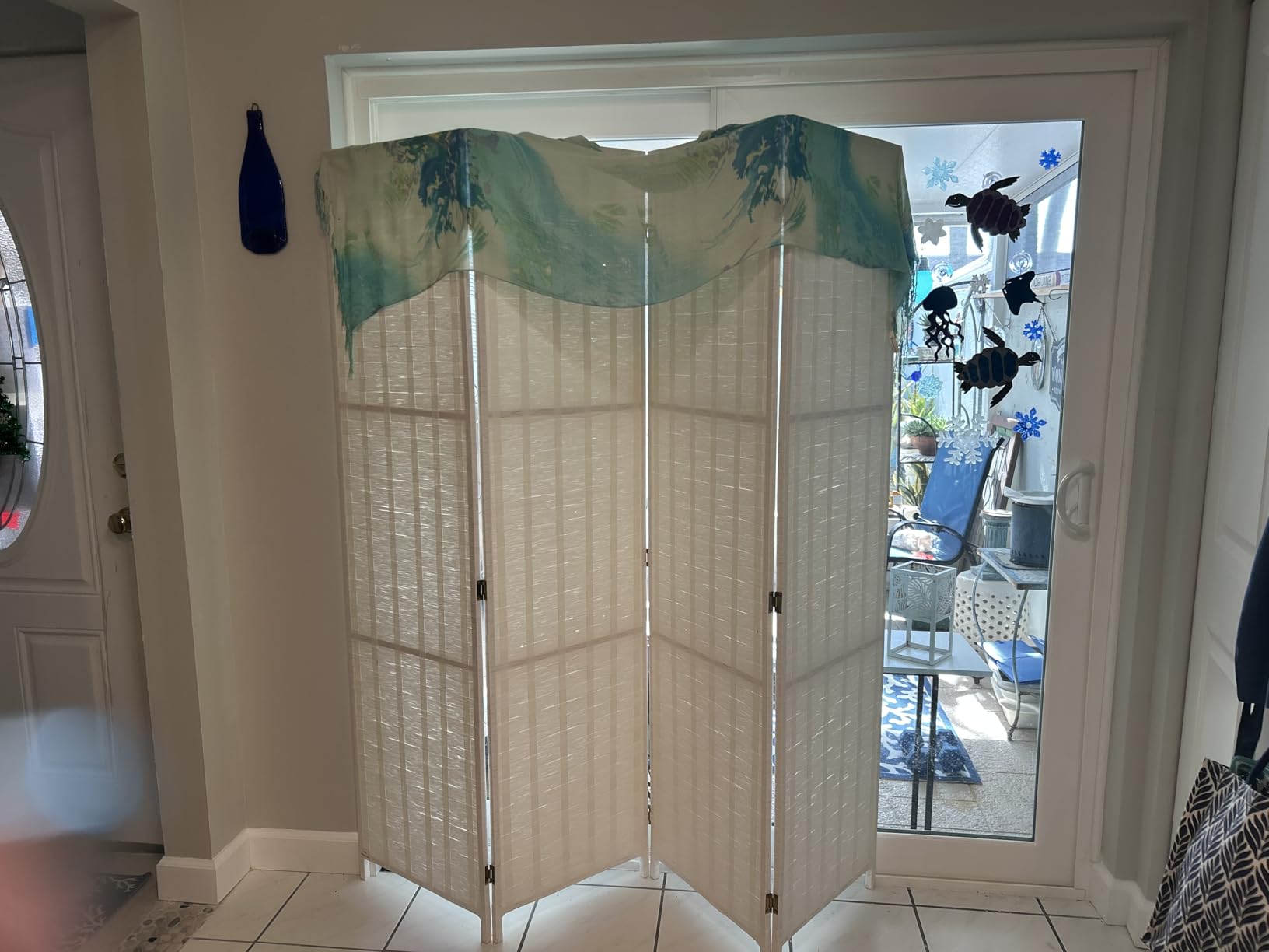 FDW Room Divider 6FT Wall Divider Wood Screen 4 Panels Wood Mesh Hand-Woven Design Room Screen Divider Indoor Folding Portable Partition Screen,Black customer photo 1