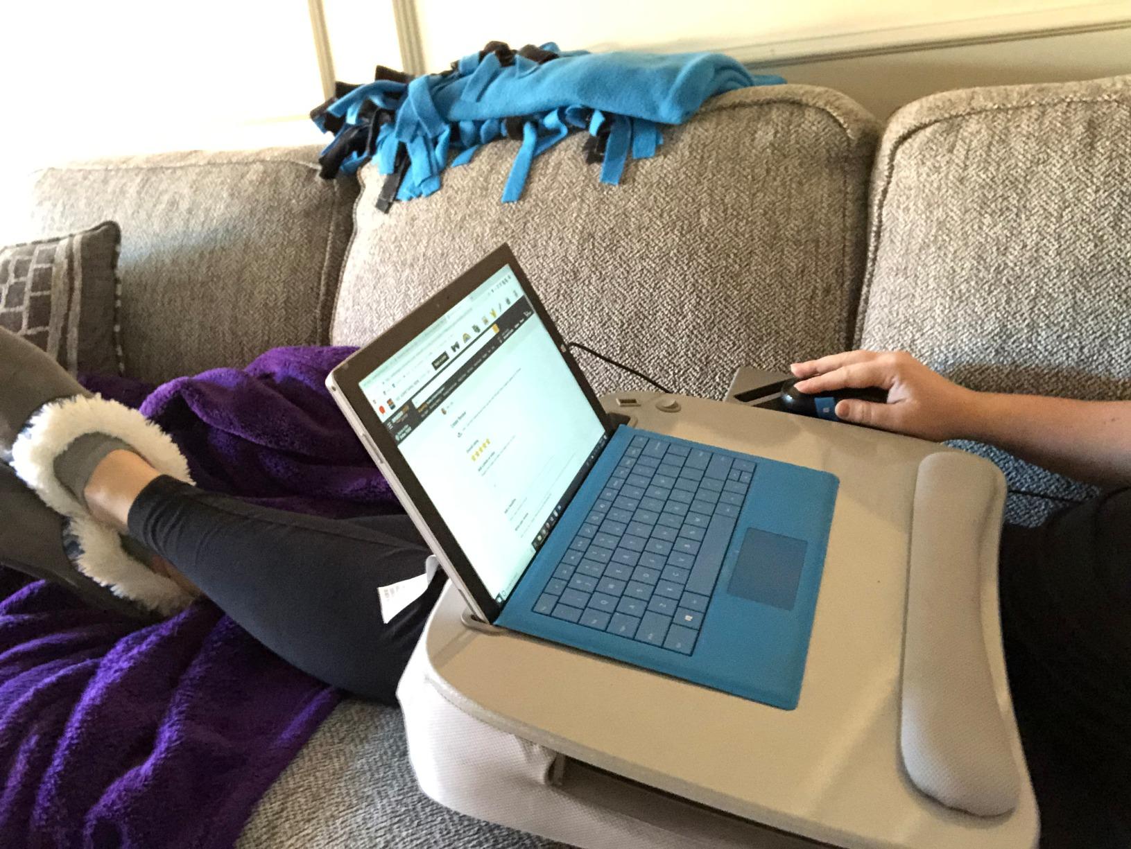 Sofia + Sam Multi Tasking Memory Foam Lap Desk with USB Light (Silver) | Supports Laptops Up to 15 Inches customer photo 1