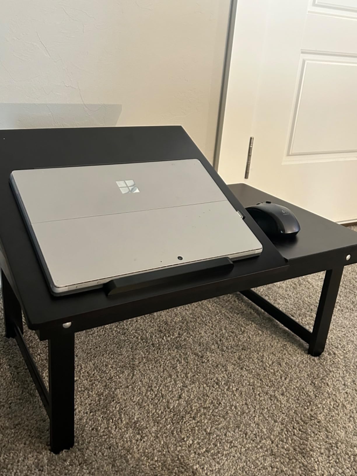 BirdRock Home Bamboo Laptop Bed Tray (Natural)| Multi-Position Adjustable Surface | Pull Down Legs | Storage Drawer customer photo 1