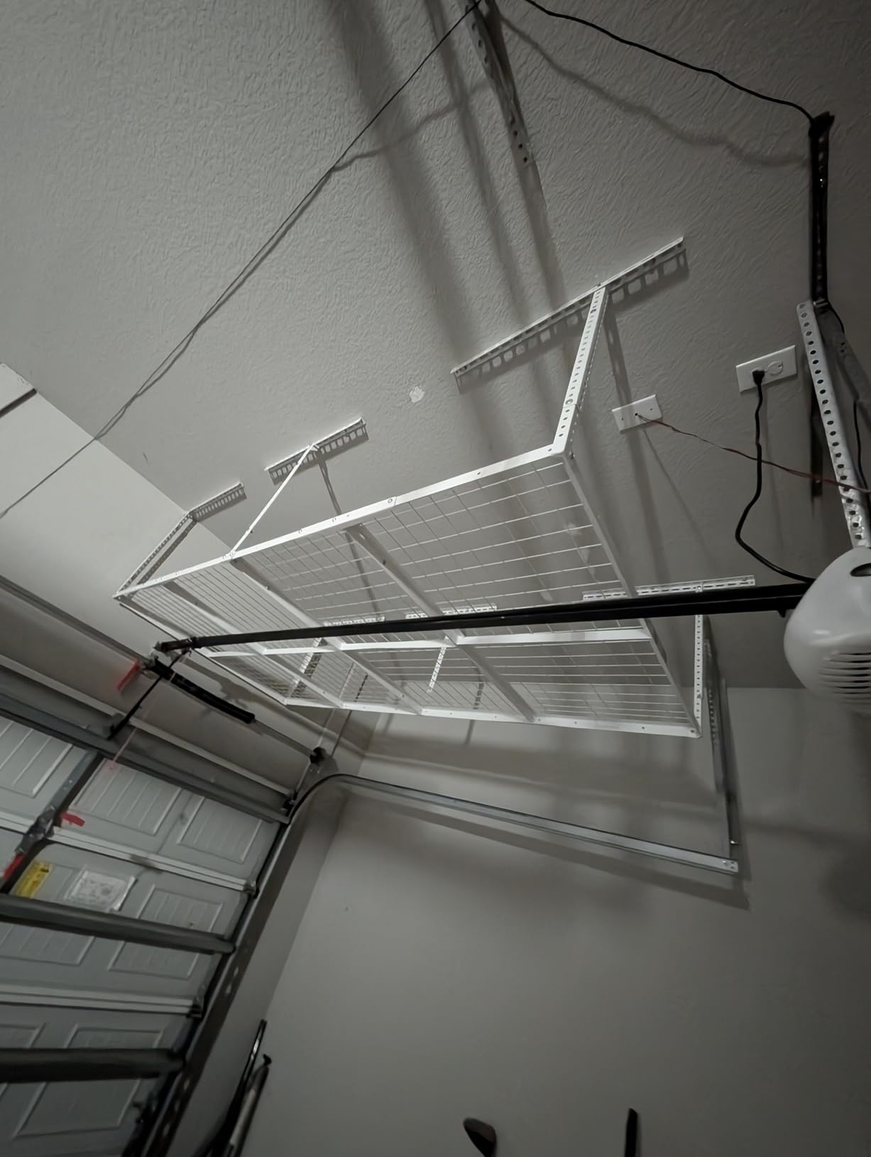 FLEXIMOUNTS 4x8 Overhead Garage Storage Rack, Adjustable Organization System, Heavy-Duty Metal Ceiling Racks, 750lbs Weight Capacity, Black, Classic Series customer photo 2