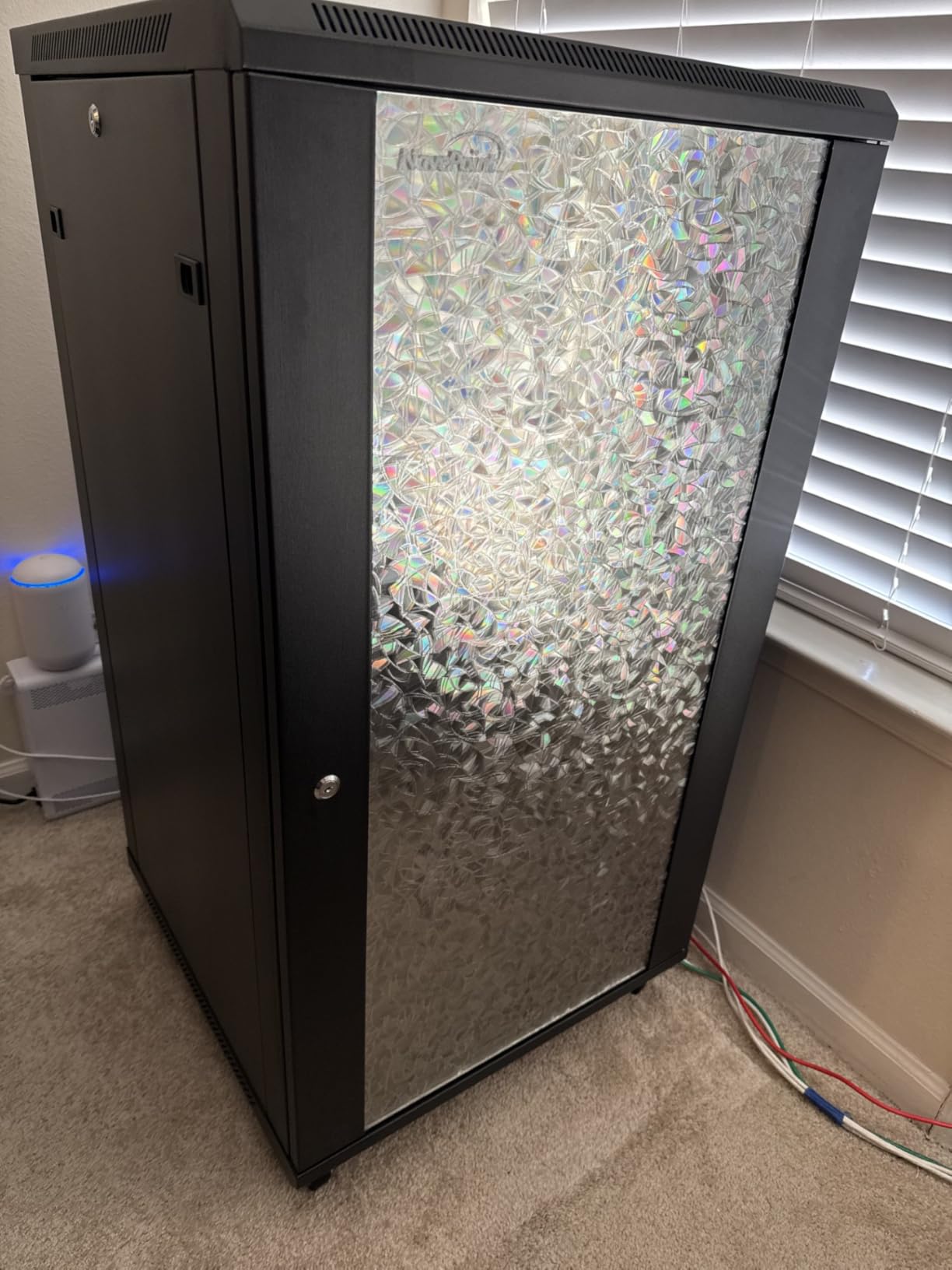 NavePoint 22U Server Cabinet Wall Mount Rack Enclosure with Caster Wheels, 2 Fans, Locking Glass Door, Removable Side Panels - 22U Network Cabinet 23.6