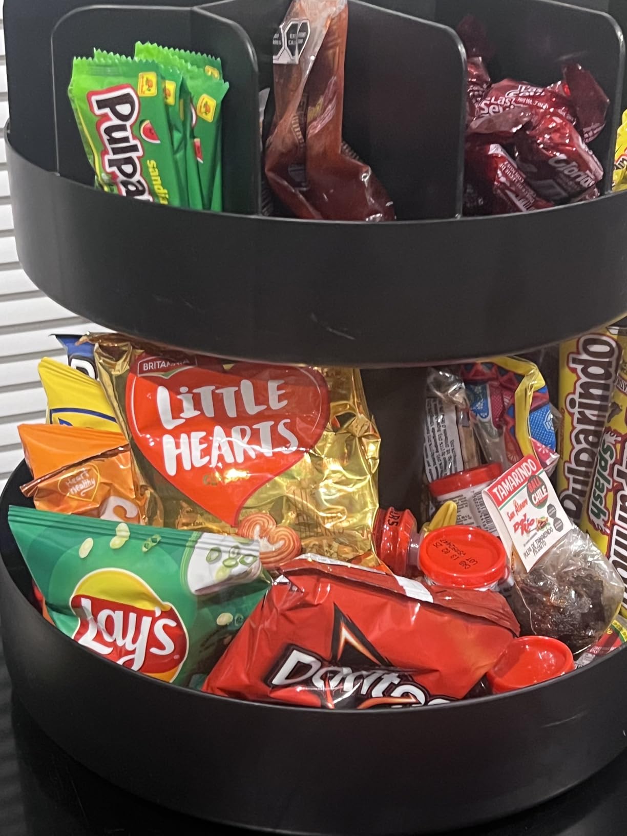 Mind Reader 2-Tier Snack Carousel, Countertop Organizer, Snack Tray, Breakroom, Kitchen, 14.25