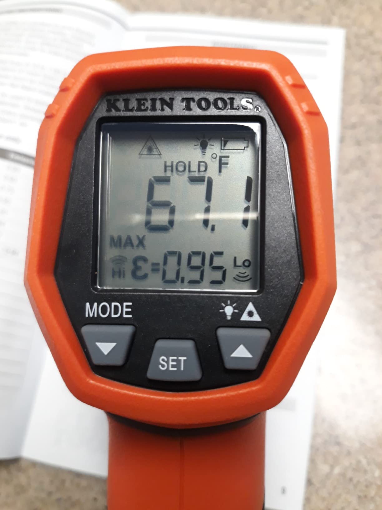 Klein Tools IR5 Dual Laser 12:1 Infrared Thermometer, Digital Thermometer Gun with Backlit Display, Dual Laser Targeting and Auto Scan, Wide Temperature Range customer photo 2