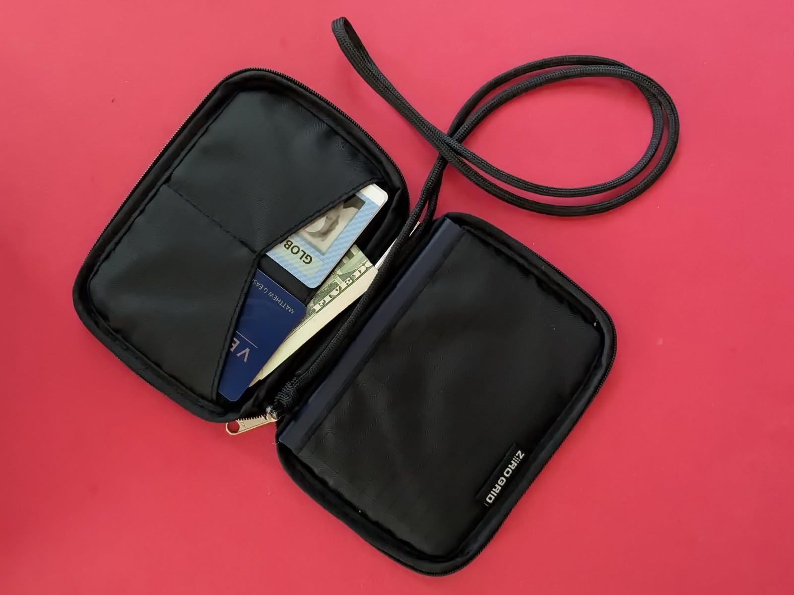 RFID Passport Holder & Travel Wallet, Zippered Wallet for Men & Women, Fits Passport, Cards, Cash, Tickets, ID, Sim Card, AirTag; Premium & Compact Travel Document Holder - Midnight Black customer photo 2