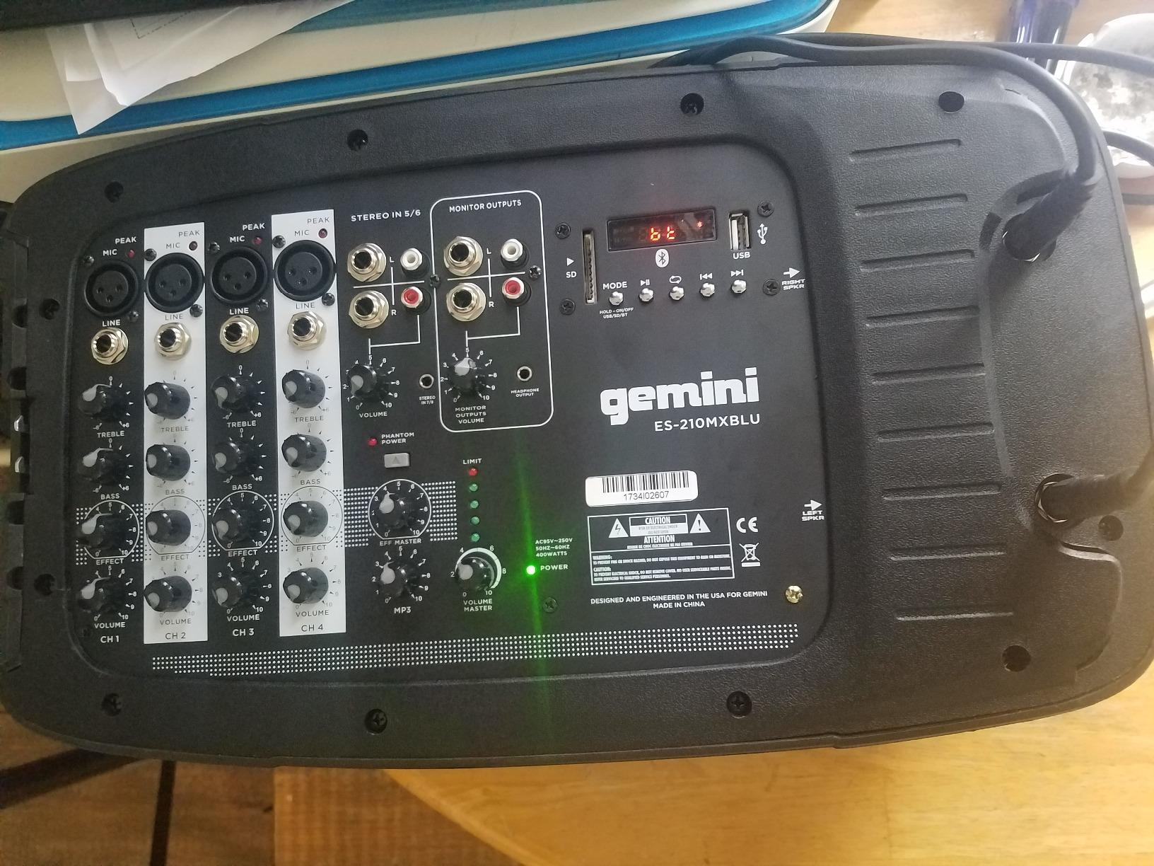 Gemini Portable PA System with Stands - 600W Bluetooth Speaker System with 6-Channel Mixer, Dual 10