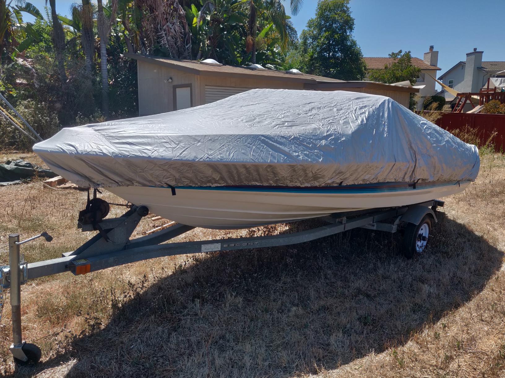 iCOVER Trailerable Boat Cover- 17'-19' Heavy Duty Waterproof Tarp Covers with Storage Bag, Fits V-Hull, Fish&Ski, Pro-Style, Fishing, Runabout, Bass Boats, up to 17ft-19ft Long X 96