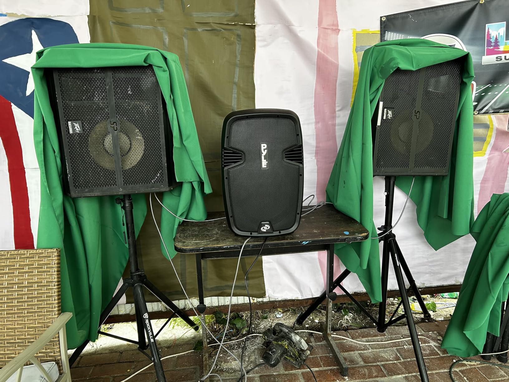 Pyle Wireless Portable PA system - 1000W High Powered Bluetooth Compatible Active + Passive Pair Outdoor Sound Speakers w/ USB SD MP3 AUX - 35mm Mount, 2 Stand, Microphone, Remote - Pyle PPHP1049KT customer photo 1