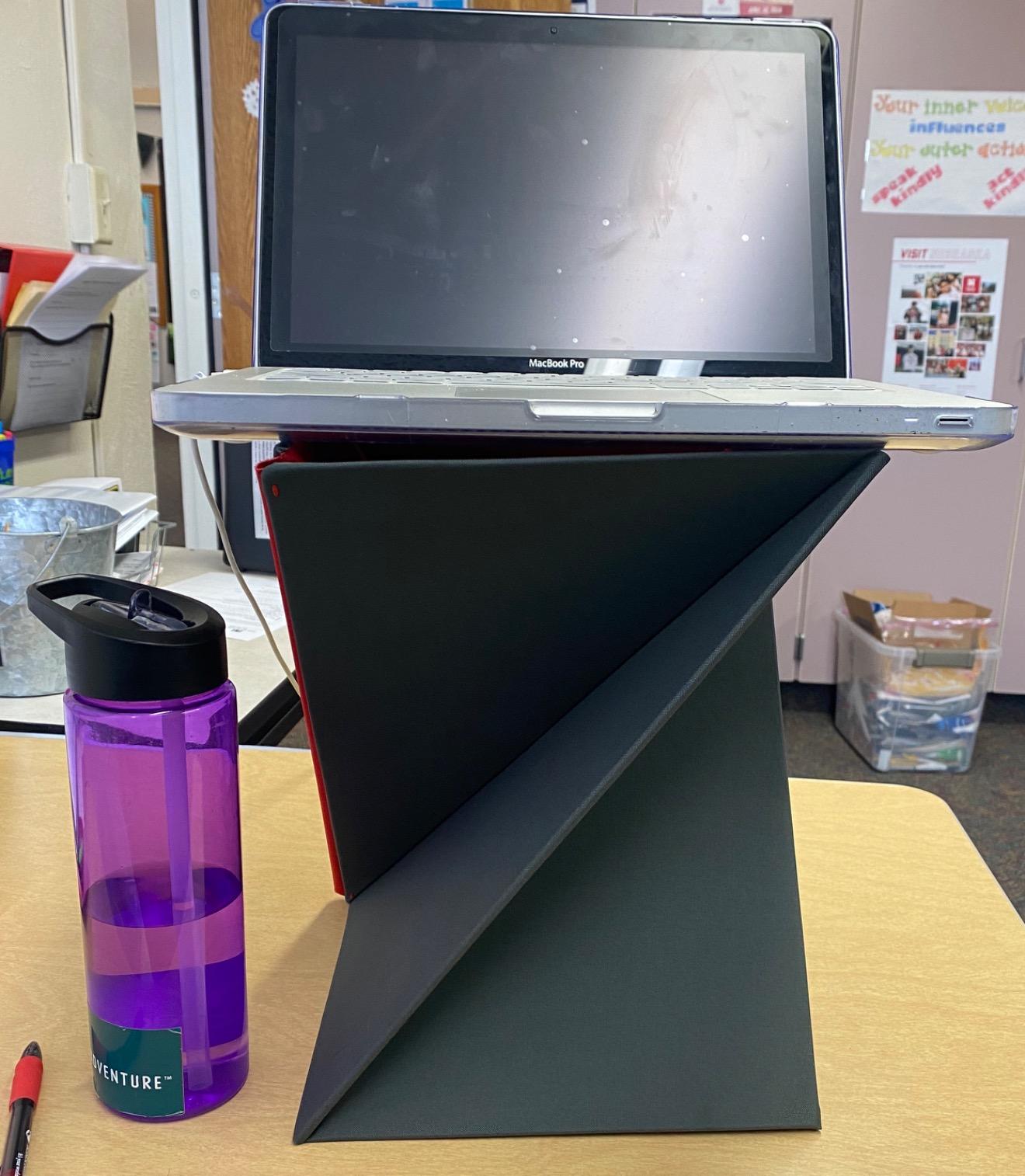 DesignNest Levit8 Portable Standing Desk Work Station Foldable Sit to Stand Laptop Riser, Easy flat to Raised surface Converter, Origami home, office Travel (Medium) customer photo 2