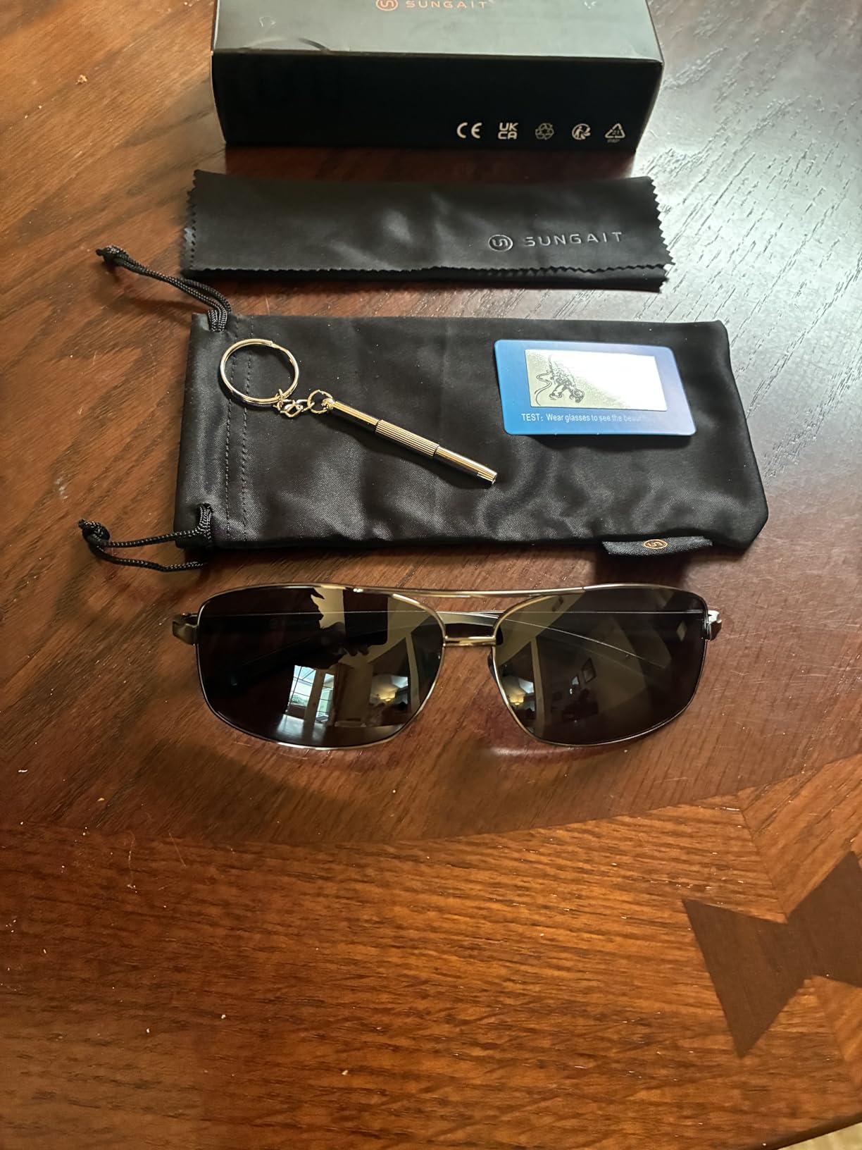 SUNGAIT Ultra Lightweight Rectangular Polarized Sunglasses Men UV400 Protection customer photo 2