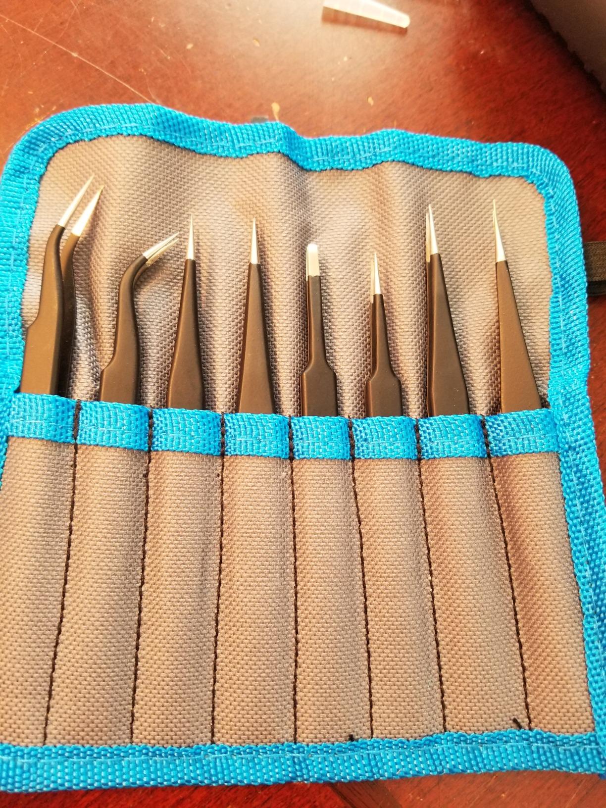 Delcast TZ-8X ESD Safe Anti-Static Stainless Steel Tweezers Set for Electronics, Jewelry, Crafts, 8 Piece customer photo 2