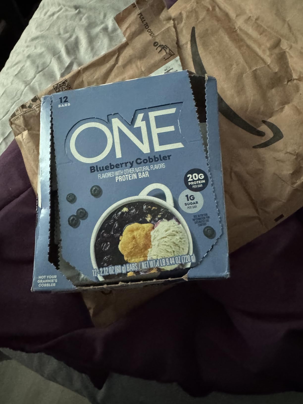 ONE Protein Bars, Blueberry Cobbler, Gluten Free with 20g Protein and 1g Sugar, Pantry Staples, 2.12 oz (12 Count) customer photo 1