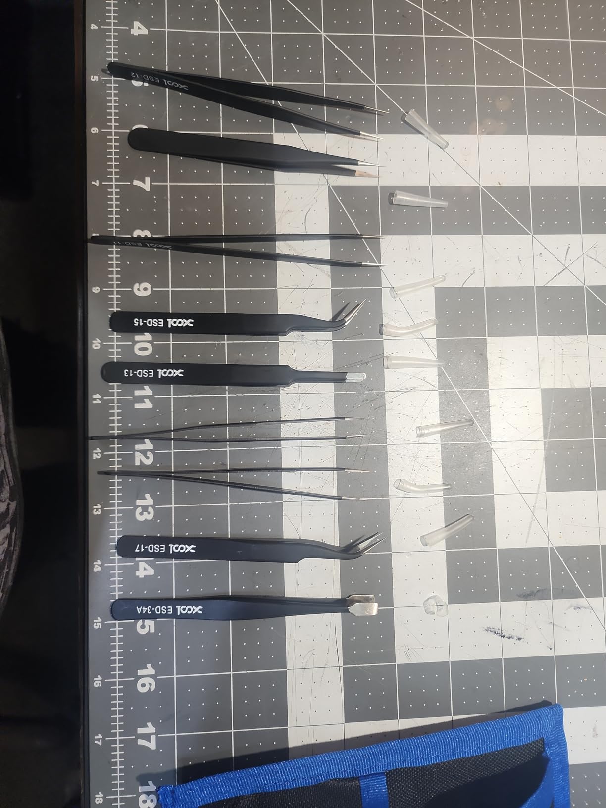 Precision Tweezers Set, XOOL 9 PCS ESD Tweezers Set, Anti-Static Stainless Steel Tweezers Kit, Multi-standard Stainless Steel Tweezers for Lab, Electronics, Jewelry and Detailed Work customer photo 2