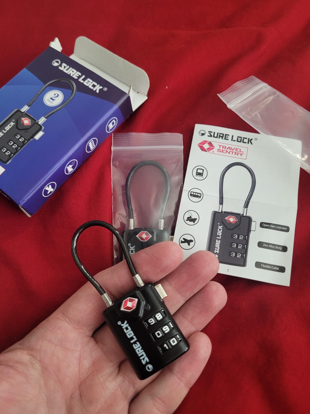 SURE LOCK TSA Compatible Travel Luggage Locks, Inspection Indicator, Easy Read Dials - 2 pack customer photo 2