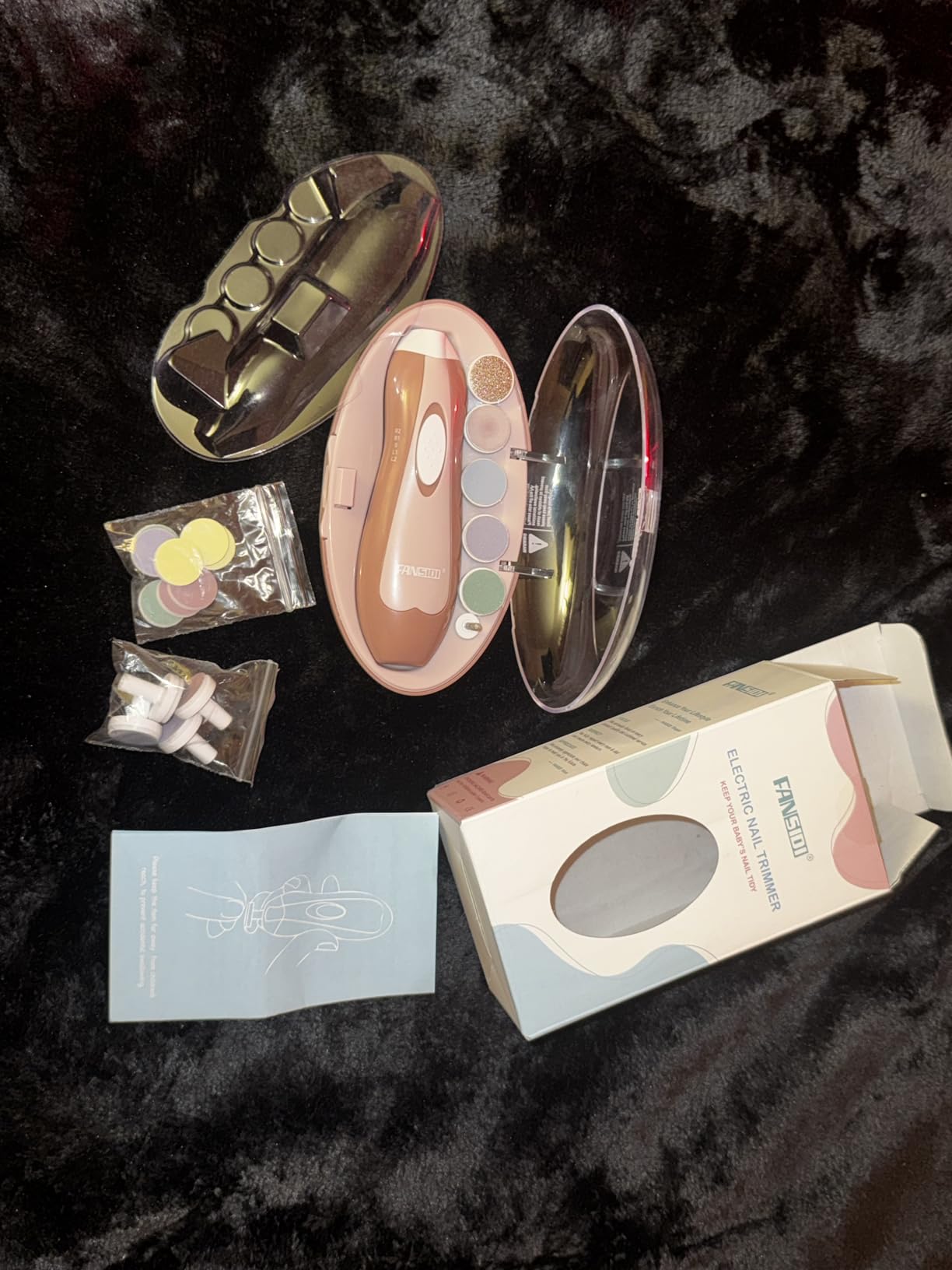 Fansidi Upgraded Baby Nail Trimmer Electric | Easy & Safe Baby Nail File, Precise 4-Stage Gentle Nail Buffer + Nail Clippers for Newborn to Toddler, with 18 Grinding Heads & Soft LED Light, Blue customer photo 1